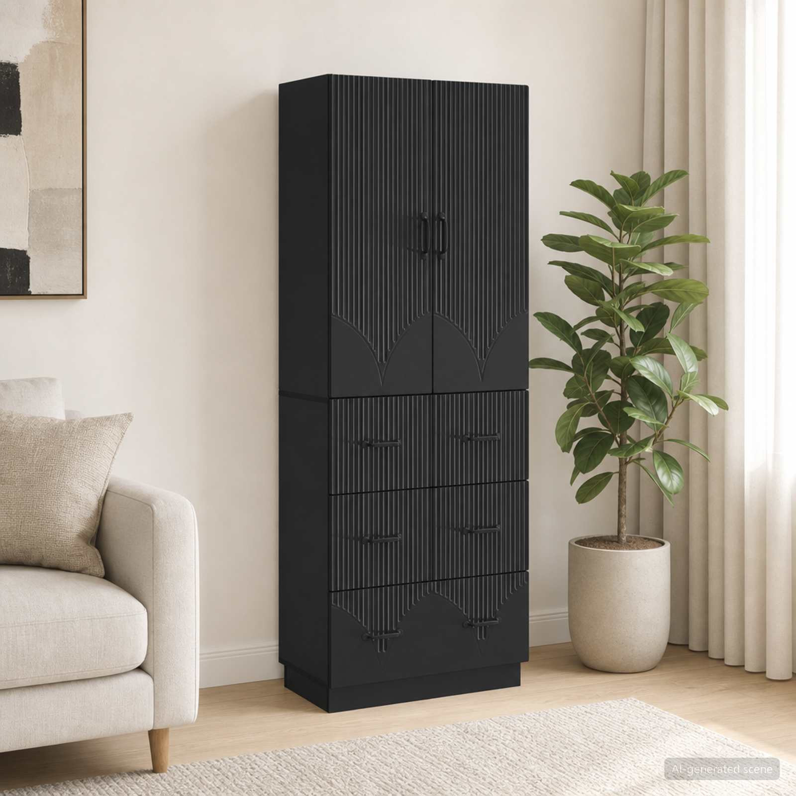vidaXL Schrankset 2 pcs Schwarz 66 x 34,5 x 87 cm Holzwerkstoff