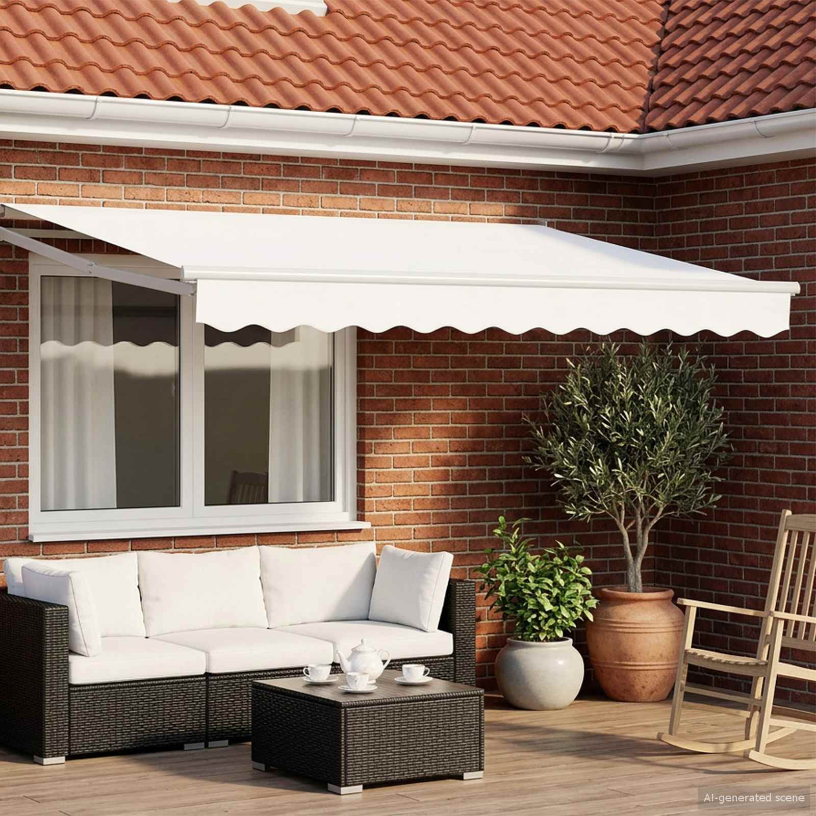 vidaXL Manuelle Gelenkarmmarkise mit LEDs Weiß 2,5 x 2 m
