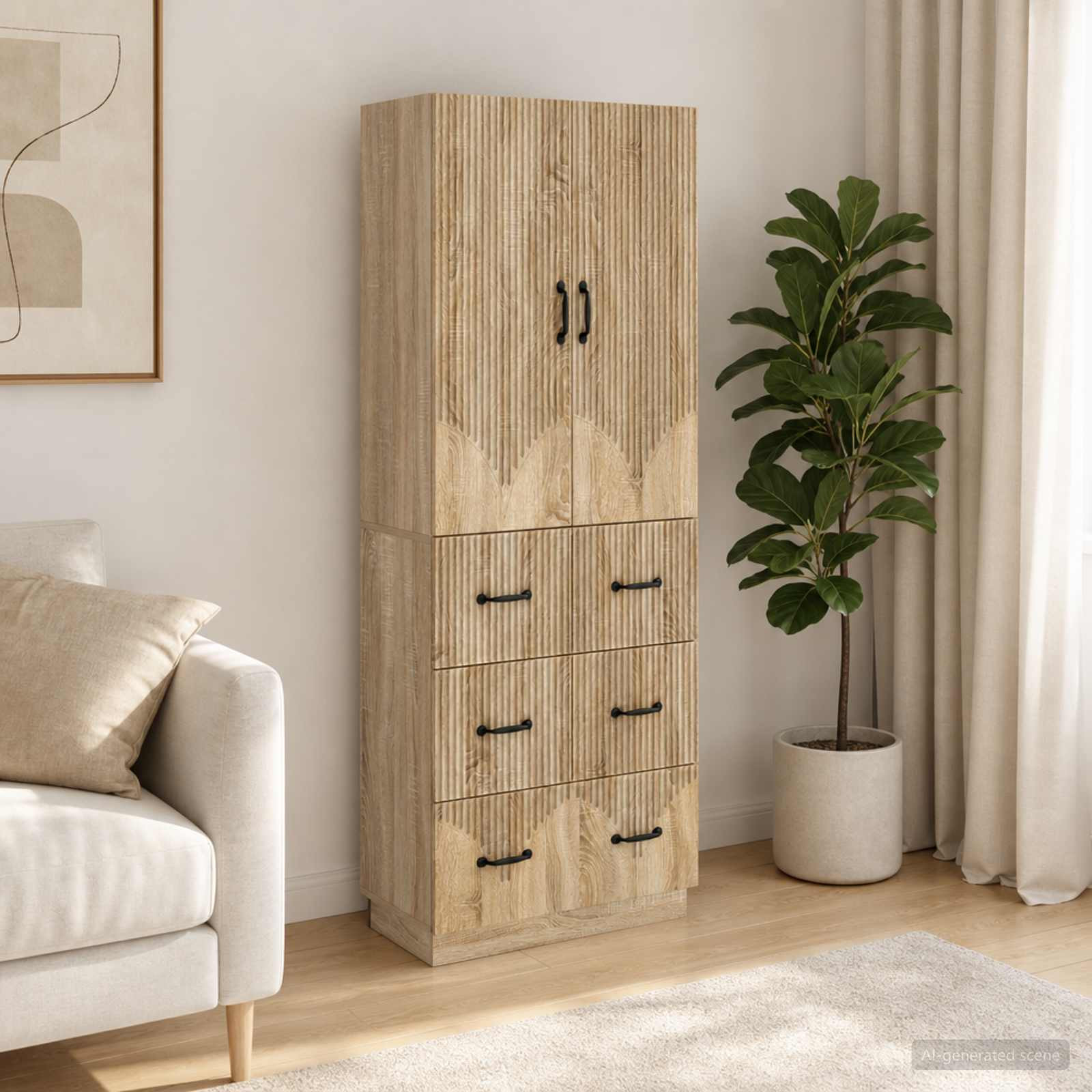 vidaXL Schrankset 2 pcs Sonoma-Eiche 66 x 34,5 x 87 cm Holzwerkstoff