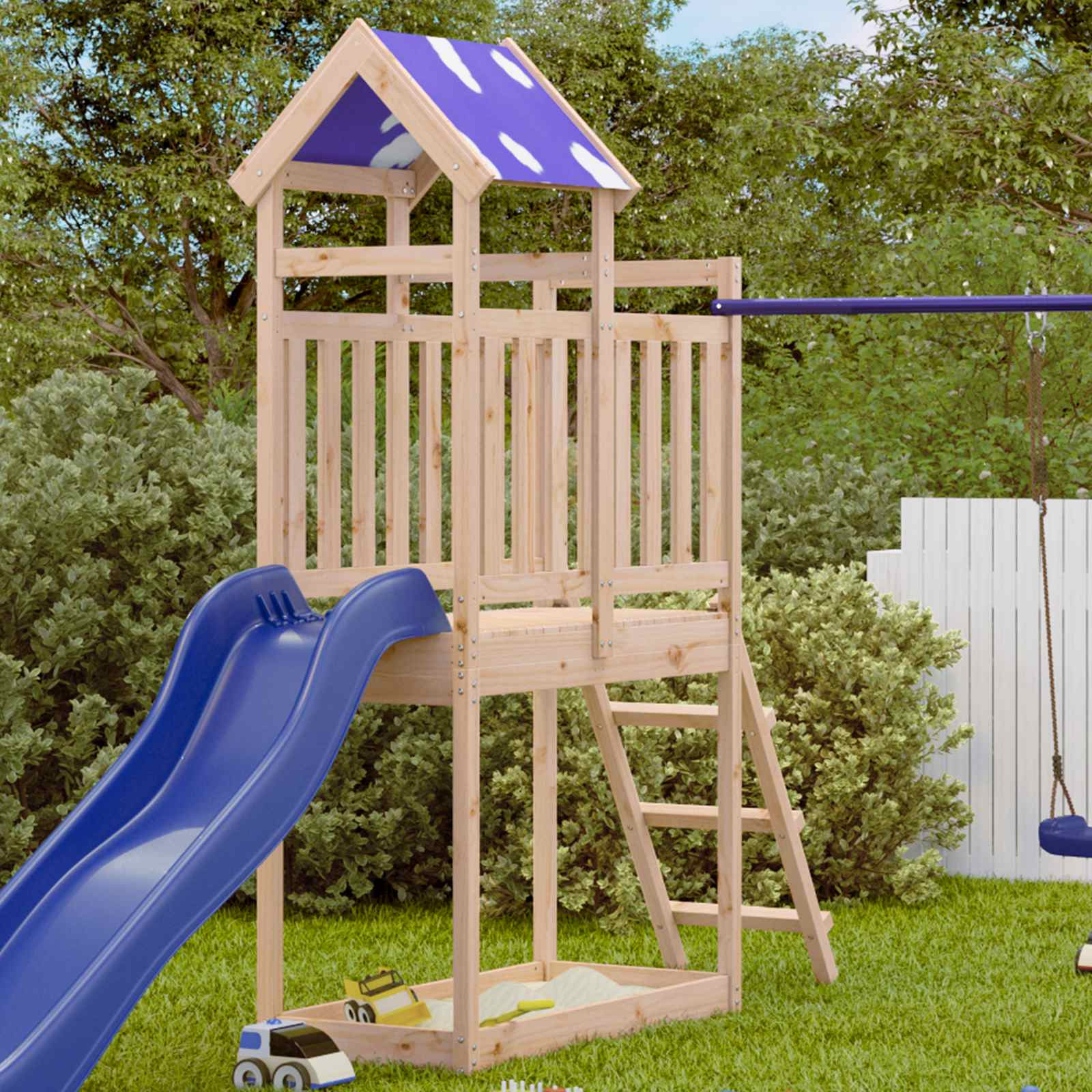 vidaXL Spielturm Braun 52,5 x 110,5 x 215 cm Massives Kiefernholz