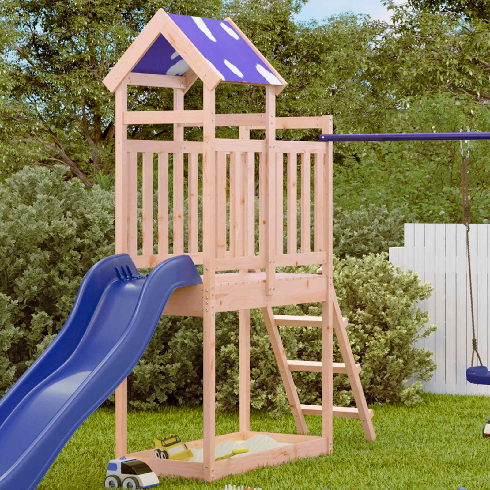 vidaXL Spielturm Braun 52,5 x 110,5 x 215 cm Massives Douglasienholz