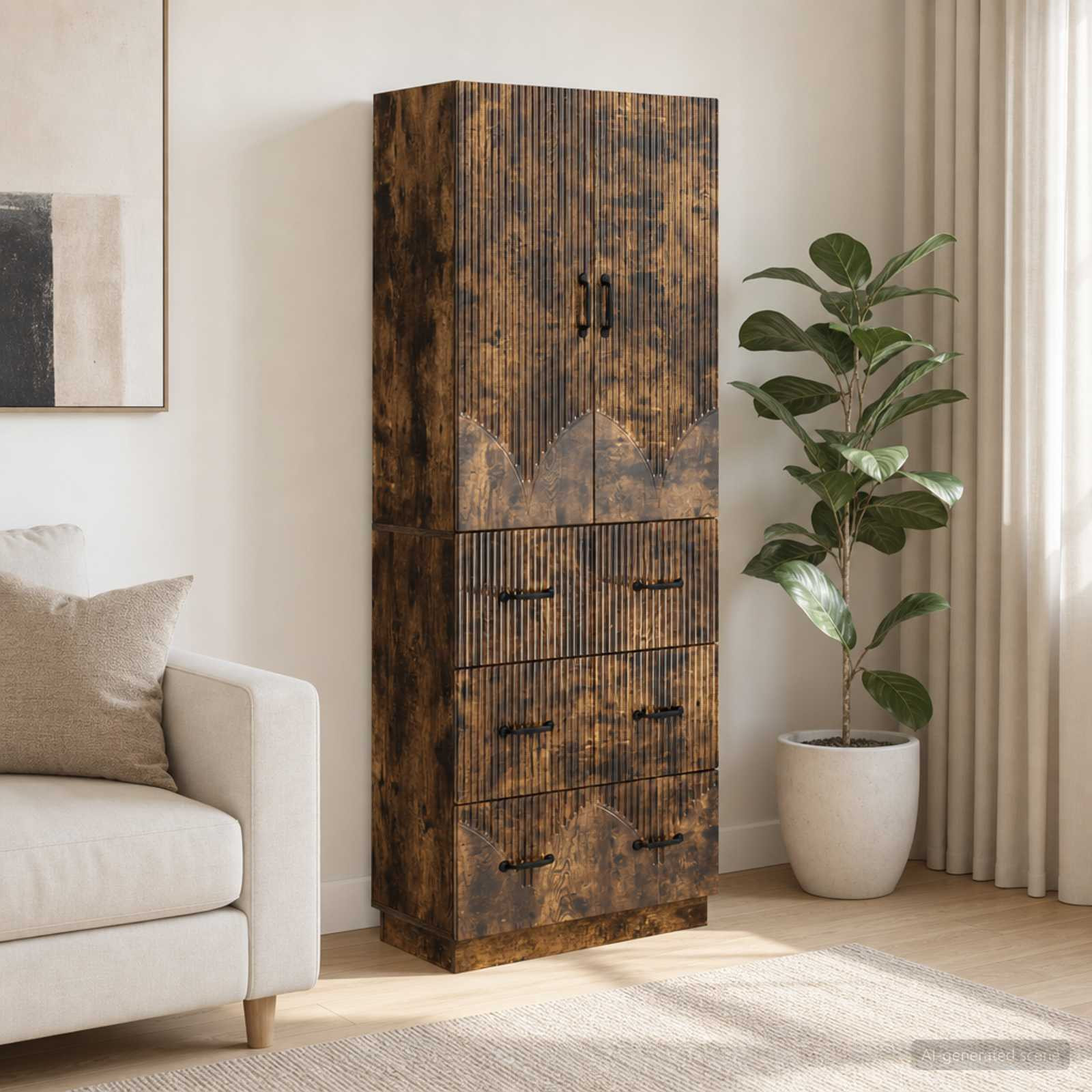vidaXL Schrankset 2 pcs Geräucherte Eiche 66 x 34,5 x 87 cm