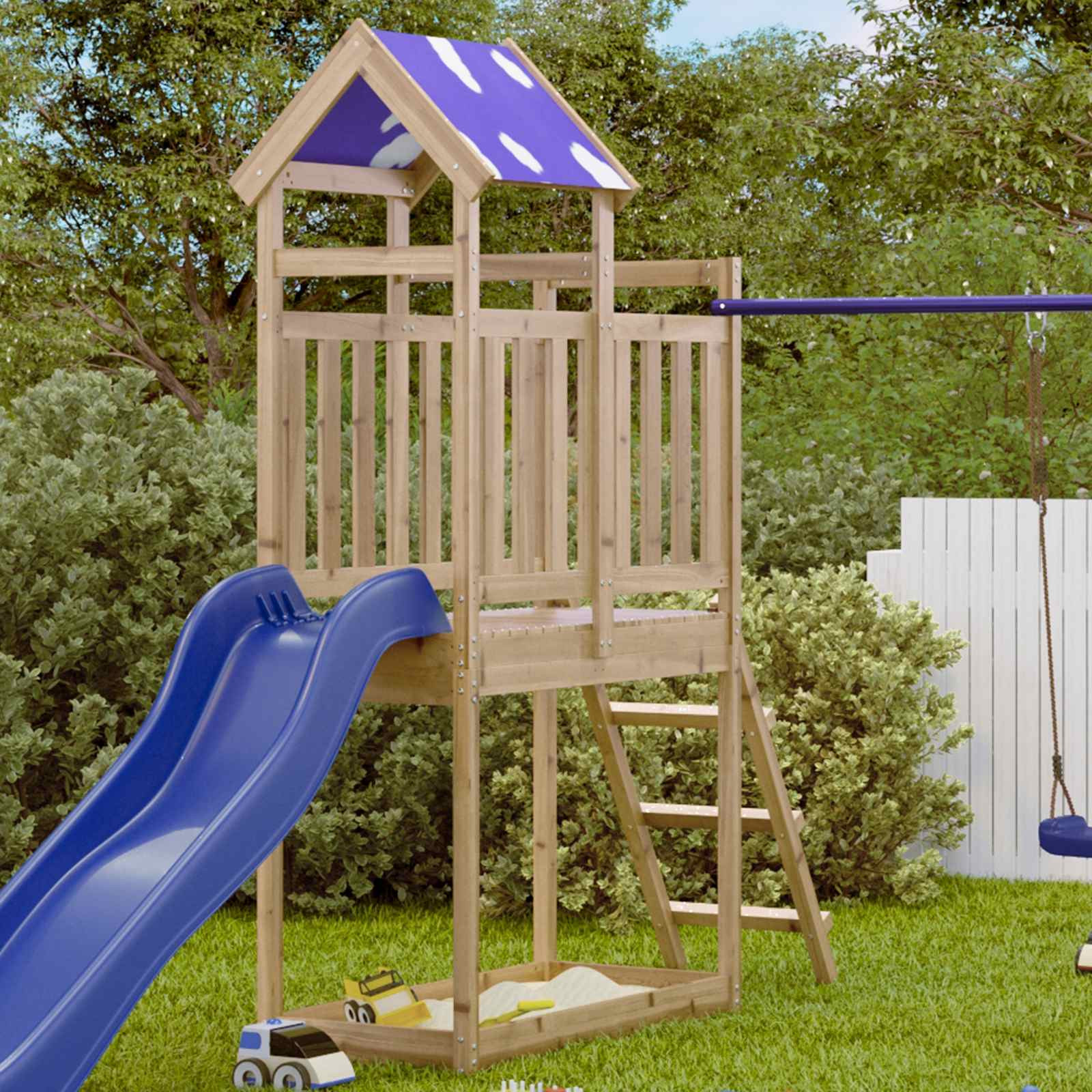 vidaXL Spielturm Braun Massives imprägniertes Holz