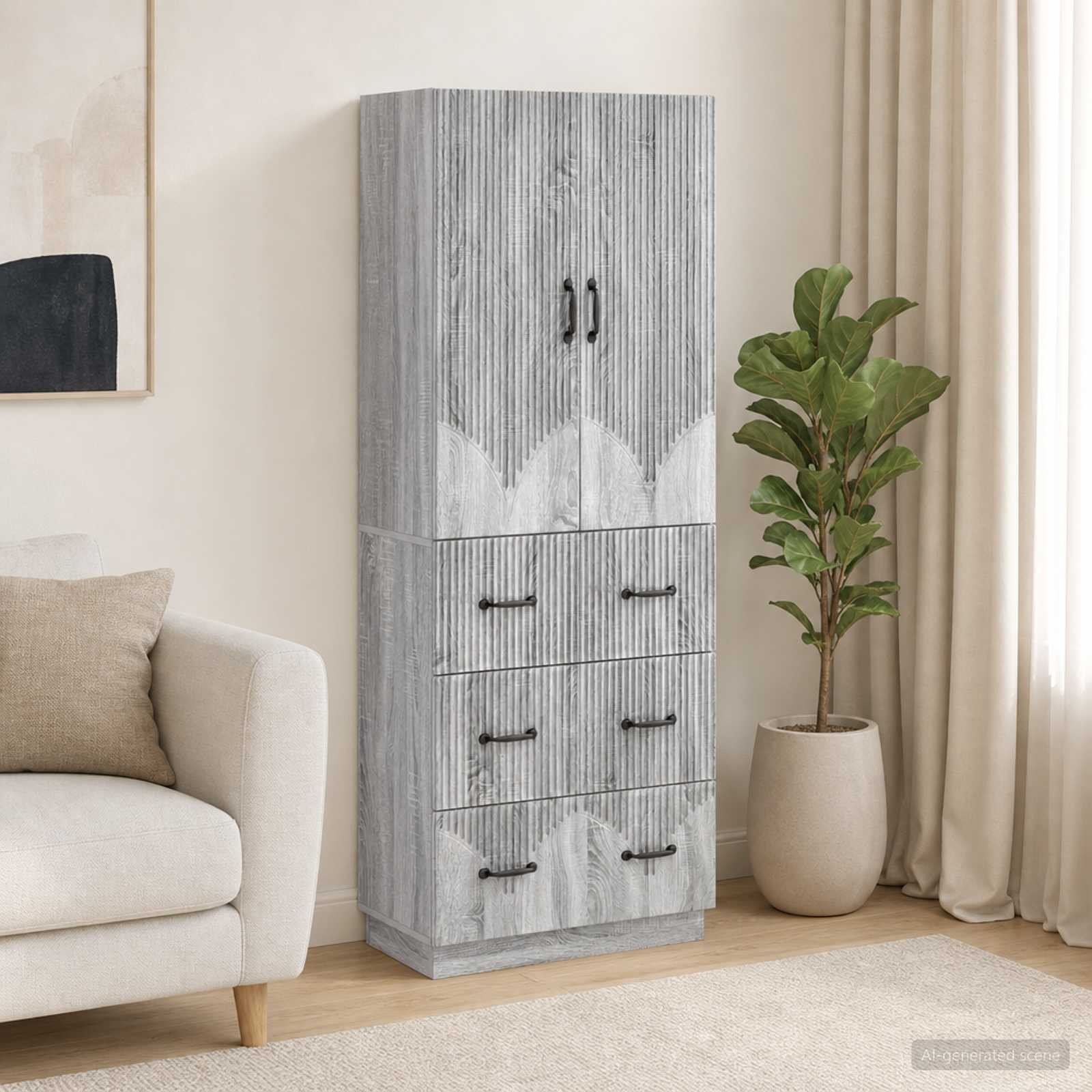 vidaXL Schrankset 2 pcs Grau Sonoma 66 x 34,5 x 87 cm Holzwerkstoff