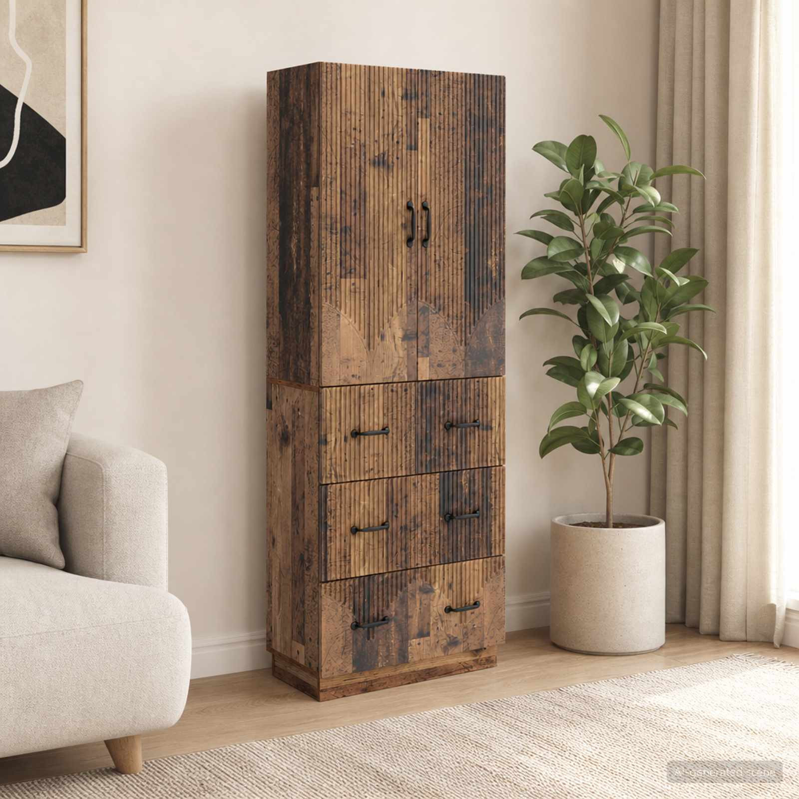 vidaXL Schrankset 2 pcs Altholz 66 x 34,5 x 87 cm Holzwerkstoff
