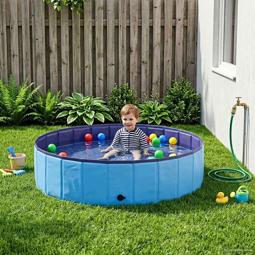 vidaXL Kinder Schwimmbecken Blau Ø 120 x 30 cm