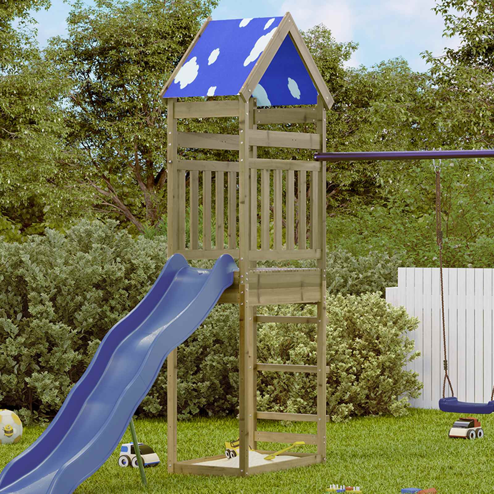 vidaXL Spielturm Braun 52,5 x 85 x 265 cm Massives imprägniertes Holz