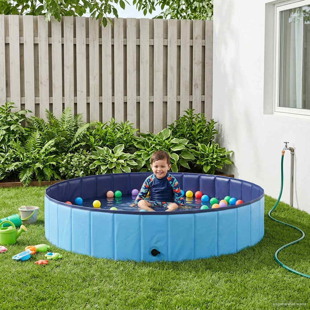 vidaXL Kinder Schwimmbecken Blau Ø 160 x 30 cm