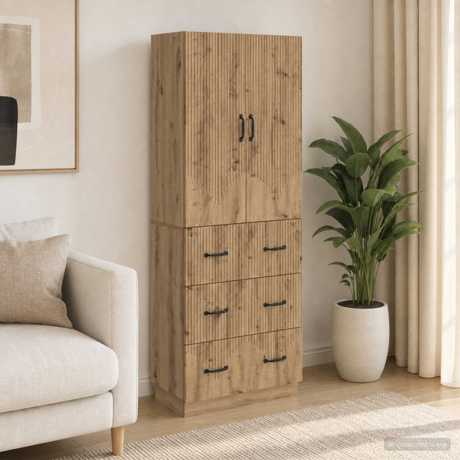 vidaXL Schrankset 2 Stk. 66 x 34,5 x 87 cm Holzwerkstoff Artisan-Eiche