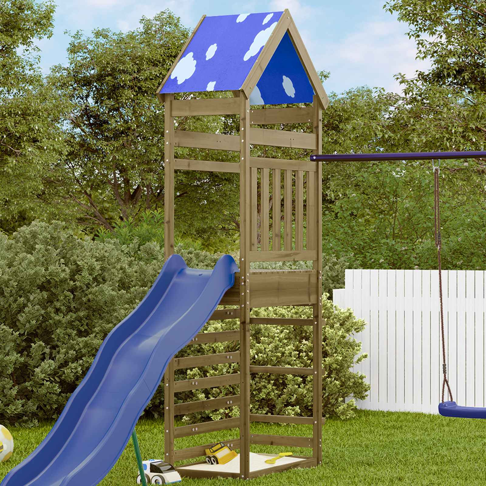vidaXL Spielturm Braun 52,5 x 85 x 265 cm Massives imprägniertes Holz