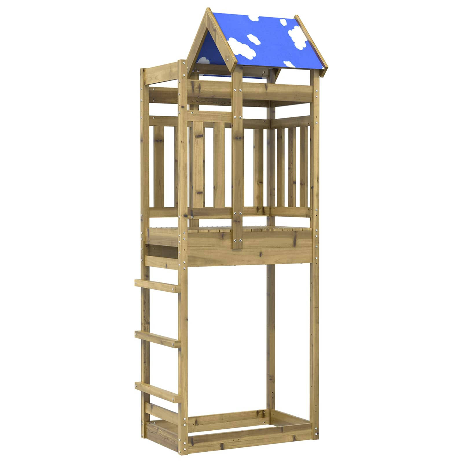 vidaXL Spielturm Braun 85 x 52,5 x 239 cm Massives imprägniertes Holz