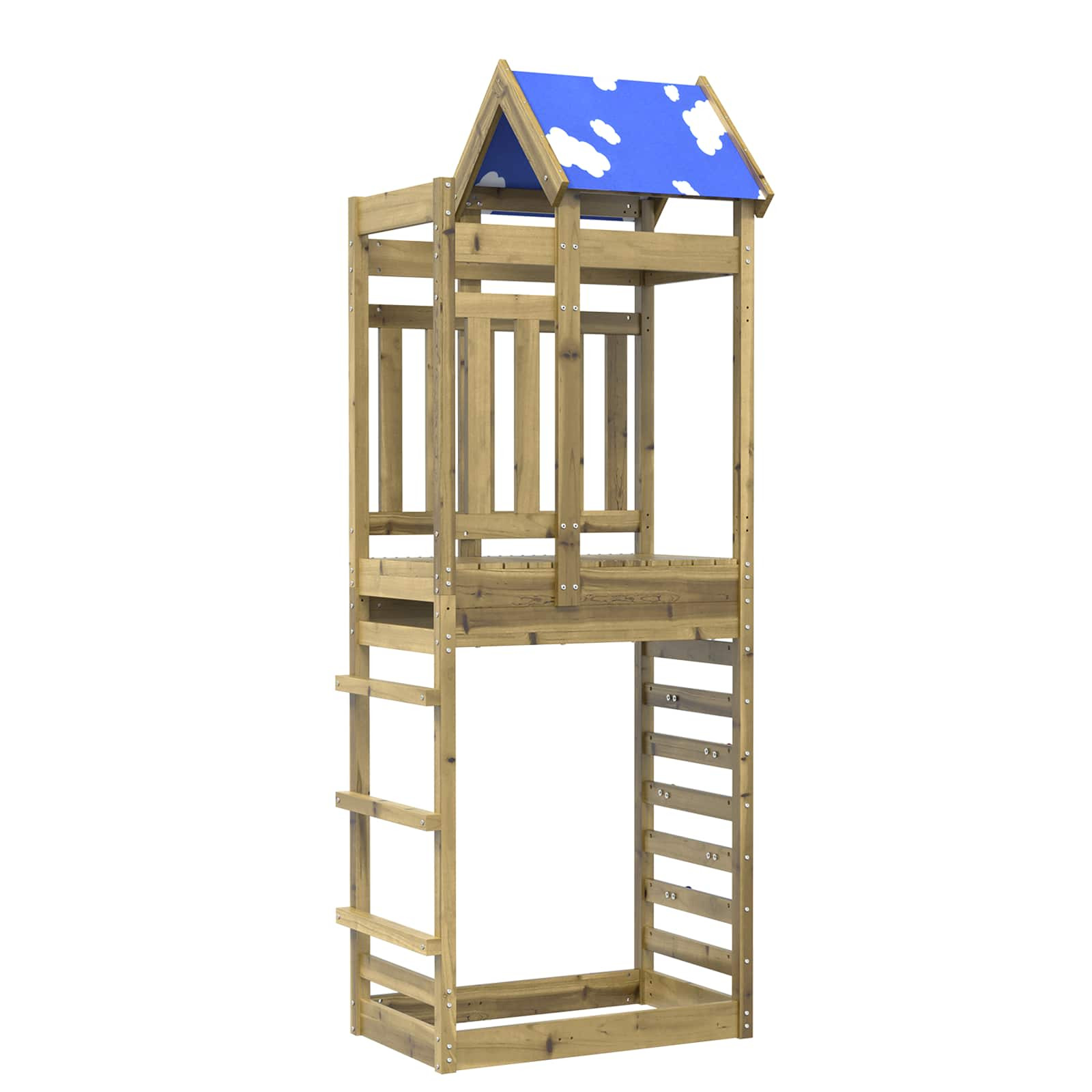 vidaXL Spielturm Braun 85 x 52,5 x 239 cm Massives imprägniertes Holz