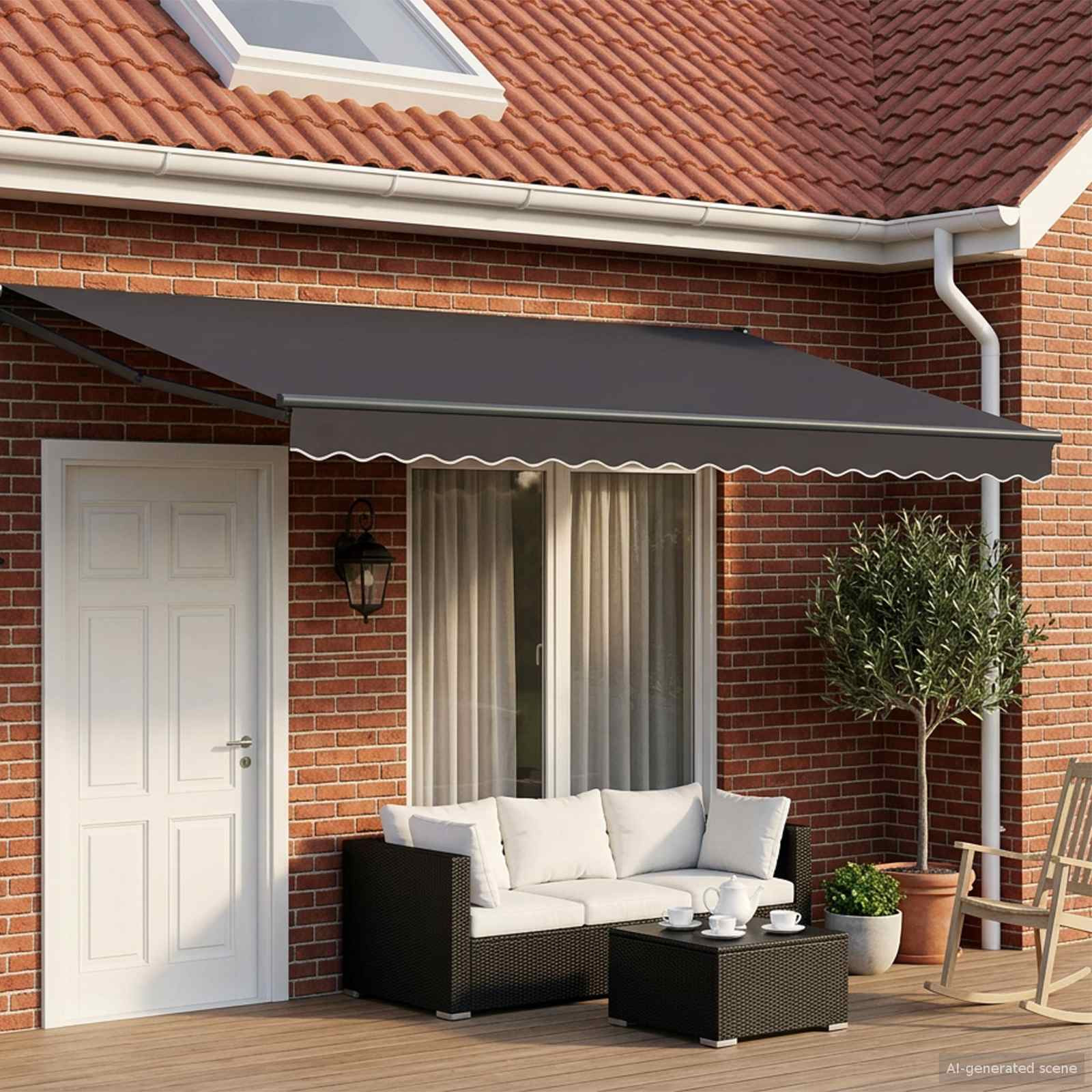 vidaXL Manuelle Gelenkarmmarkise mit LEDs Anthrazit 4,5 × 3 m