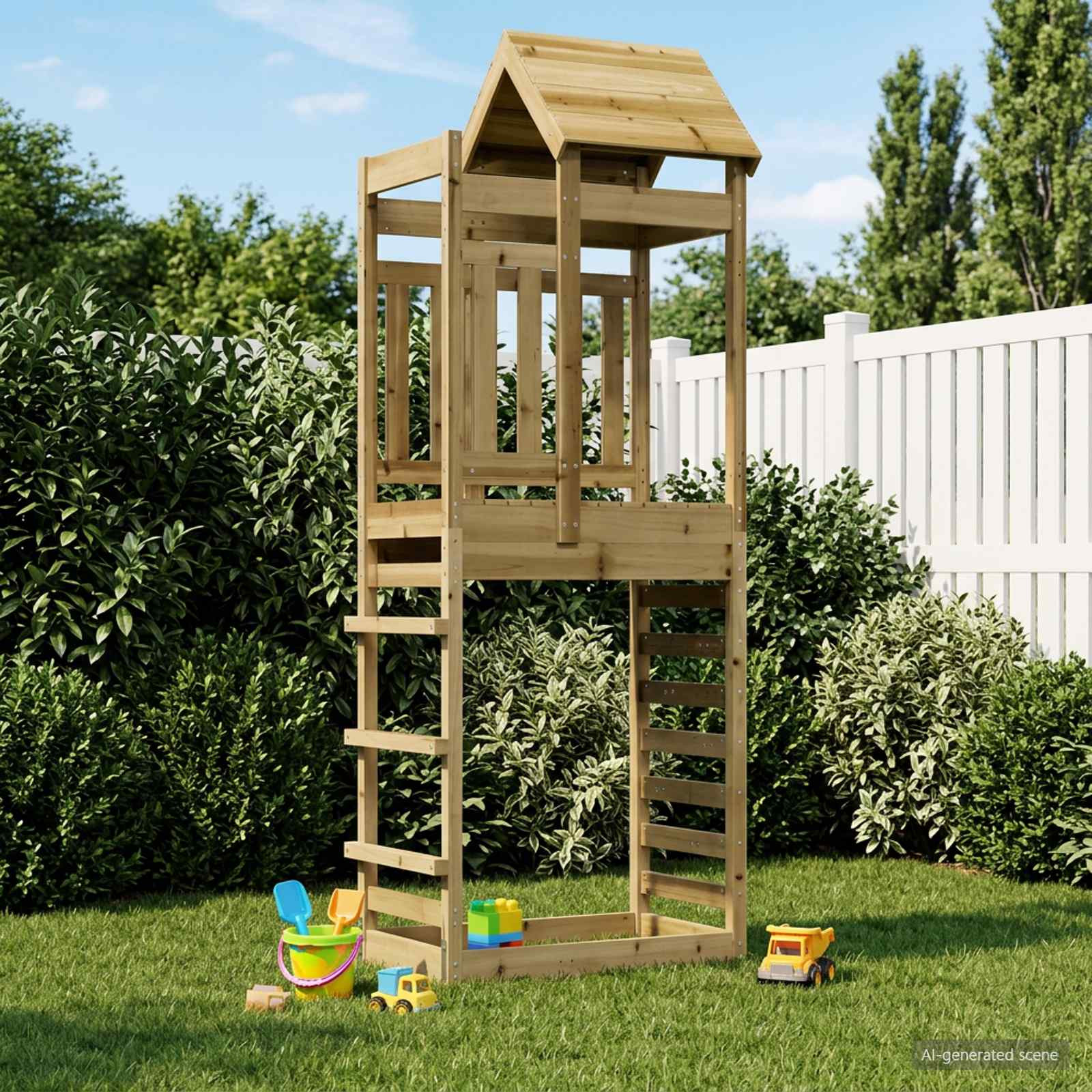 vidaXL Spielturm Braun 52,5 x 85 x 238 cm Massives imprägniertes Holz