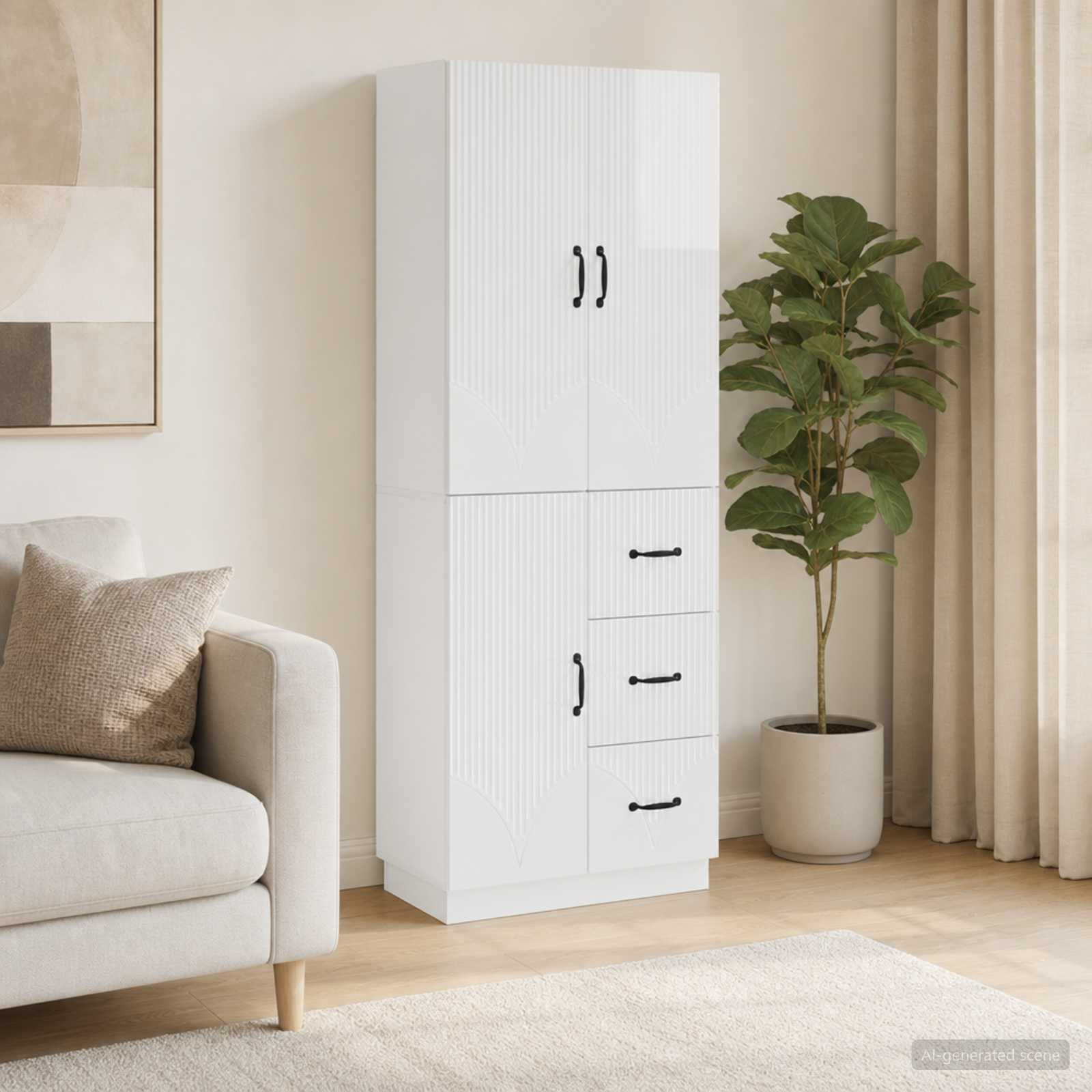 vidaXL Schrankset 2 pcs Hochglanz Weiß Holzwerkstoff