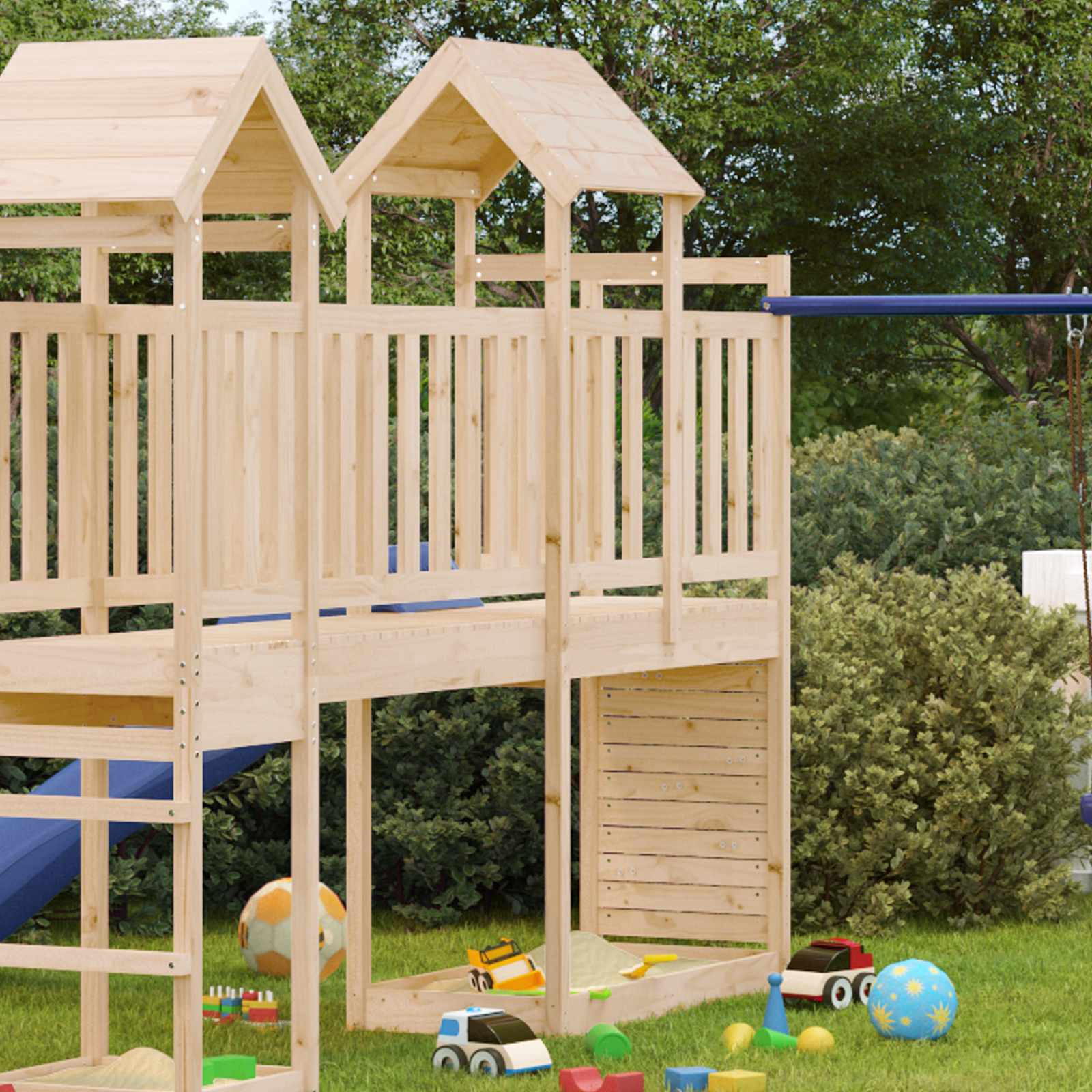 vidaXL Spielturm Braun 53 x 110,5 x 214 cm Massives Kiefernholz