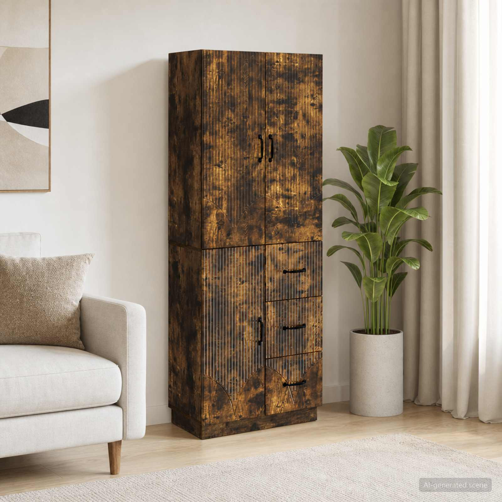 vidaXL Schrankset 2 pcs Geräucherte Eiche Holzwerkstoff