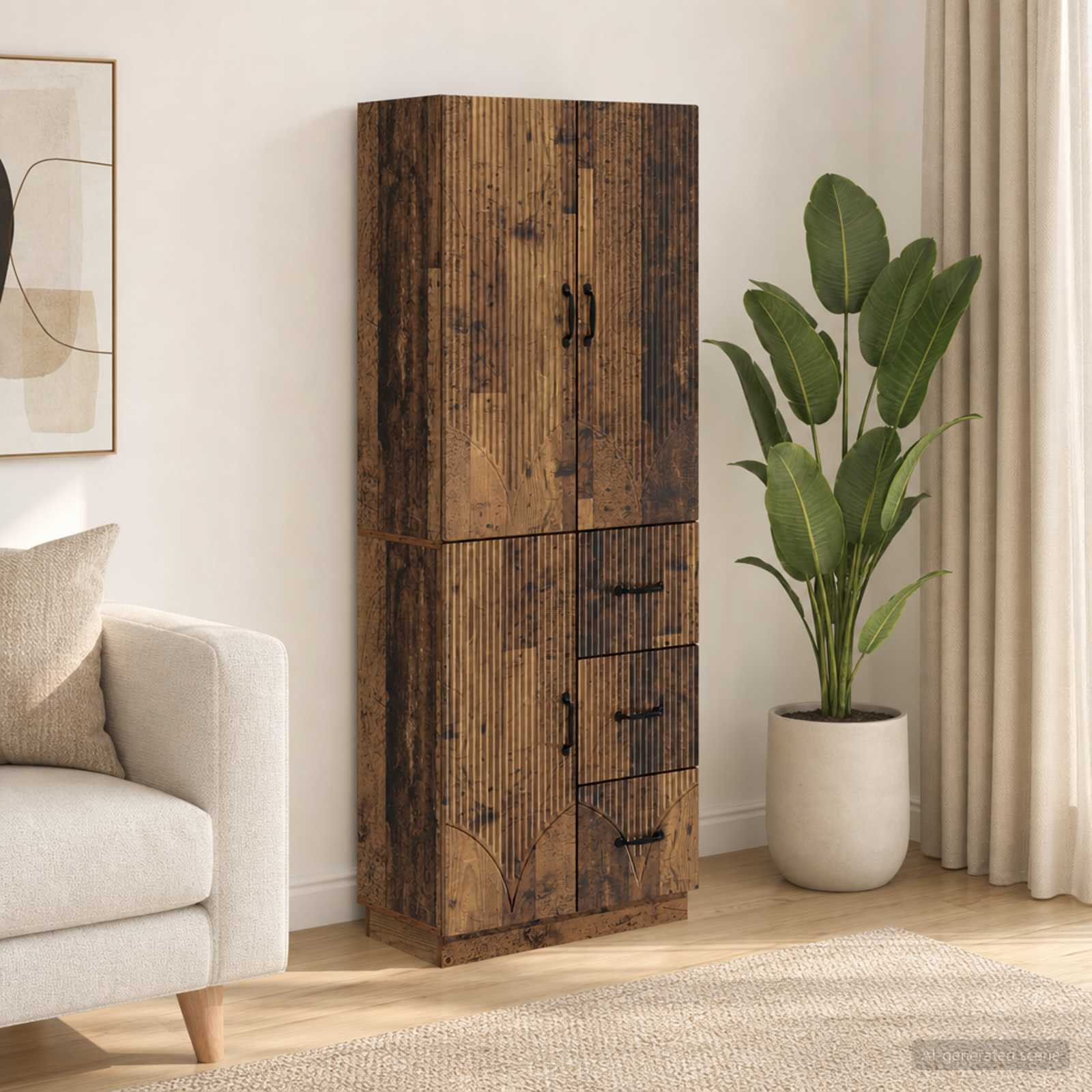 vidaXL Schrankset 2 pcs Altholz Holzwerkstoff