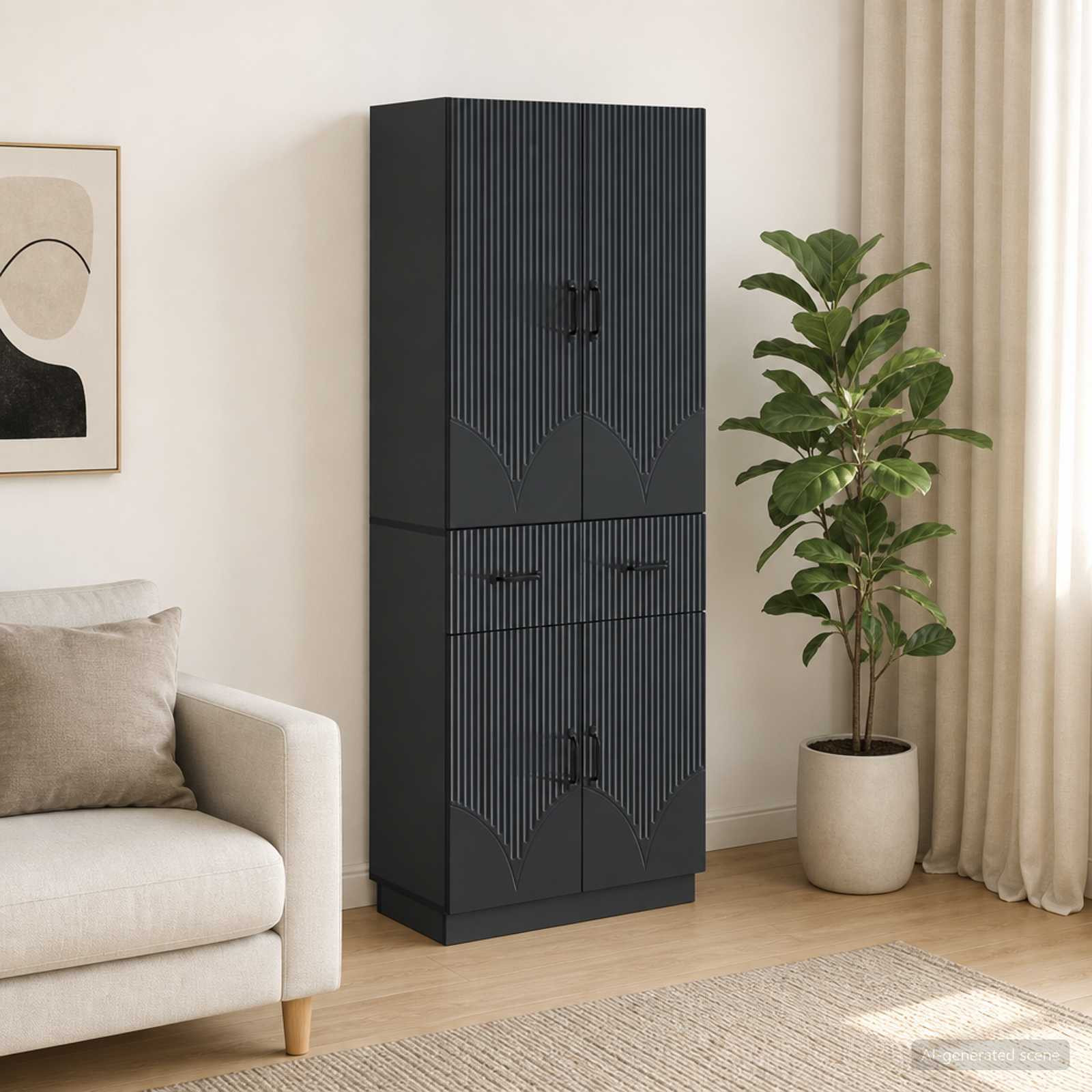 vidaXL Schrankset 2 pcs Schwarz Holzwerkstoff