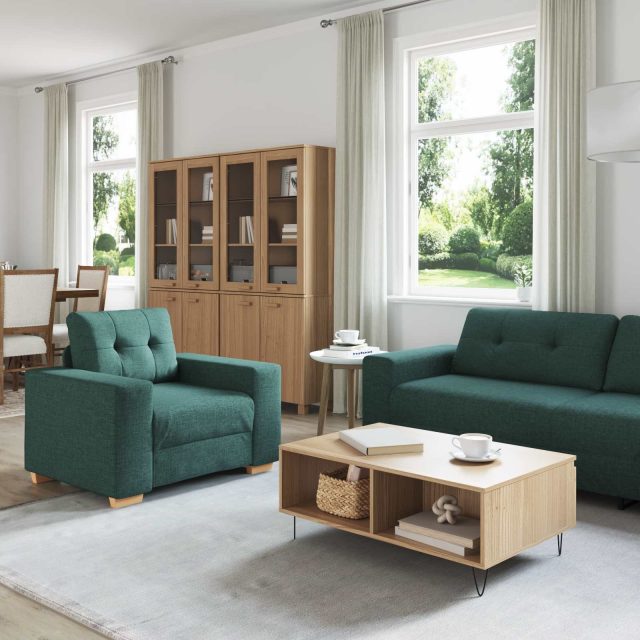 vidaXL Sofa 3 pcs Dunkelgrün 221 x 80 x 80 cm Leinenmischgewebe