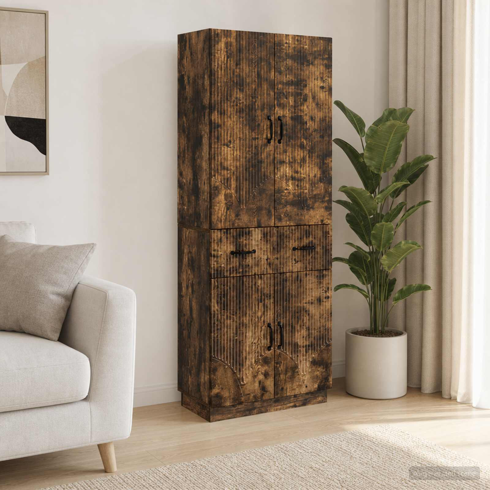 vidaXL Schrankset 2 pcs Geräucherte Eiche Holzwerkstoff
