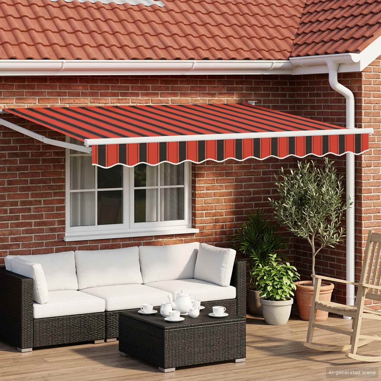 vidaXL Ausziehbare Markise Orange, Schwarz und Gelb 2,5 x 2 m
