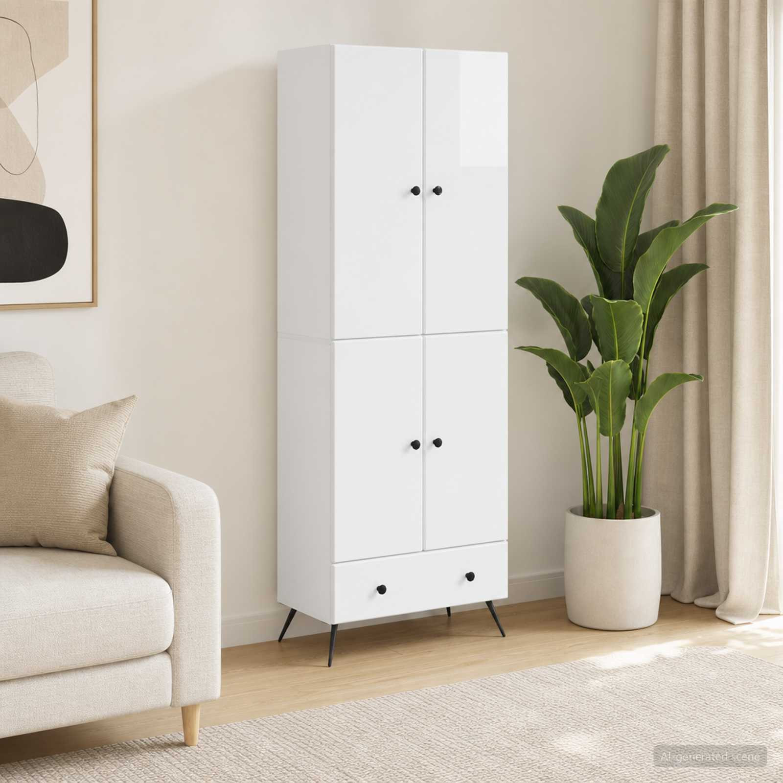 vidaXL Schrankset 2 pcs Hochglanz Weiß Holzwerkstoff
