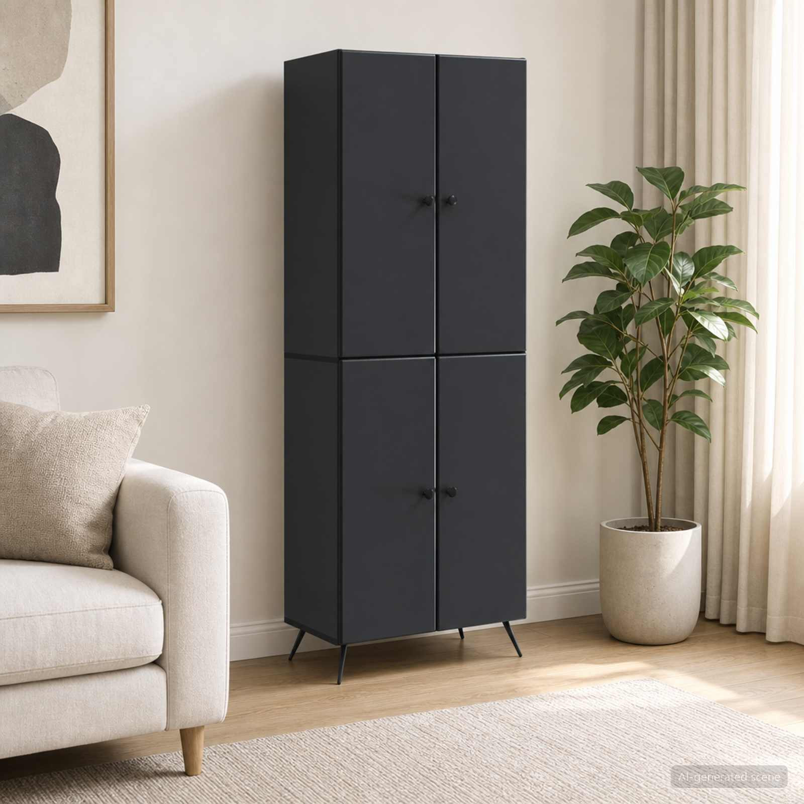 vidaXL Schrankset 2 pcs Schwarz Holzwerkstoff