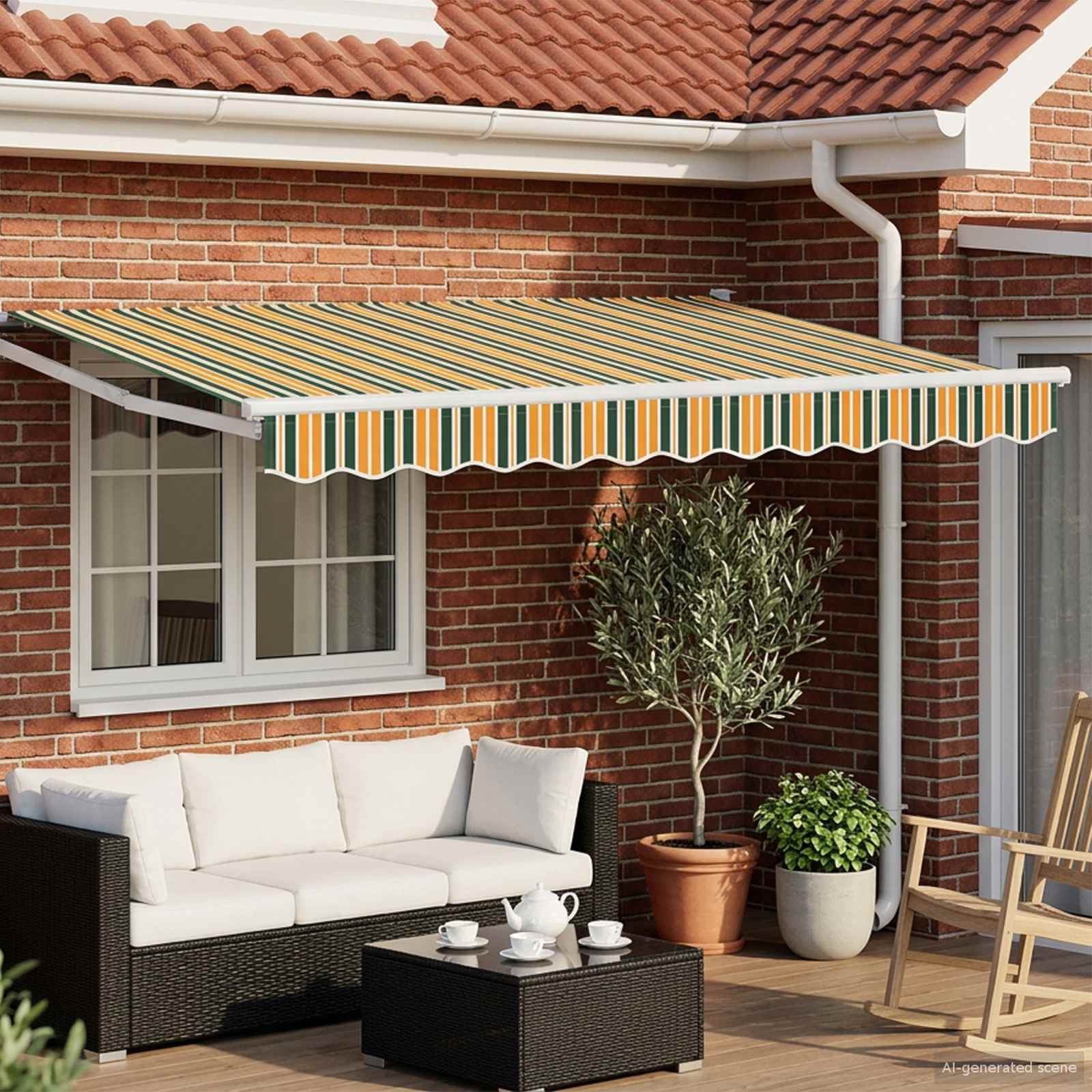 vidaXL Ausziehbare Markise Grün und Gelb 2,5 x 2 m
