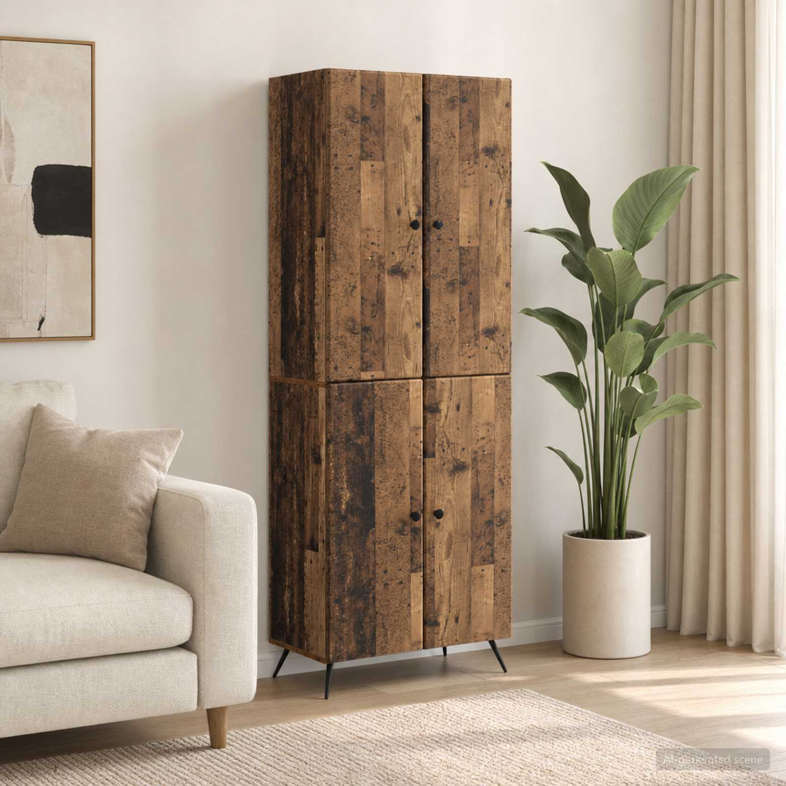 vidaXL Schrankset 2 pcs Altholz Holzwerkstoff