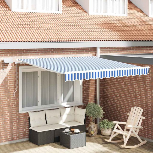 vidaXL Einziehbare Markise Blau und Weiß 350 x 250 cm
