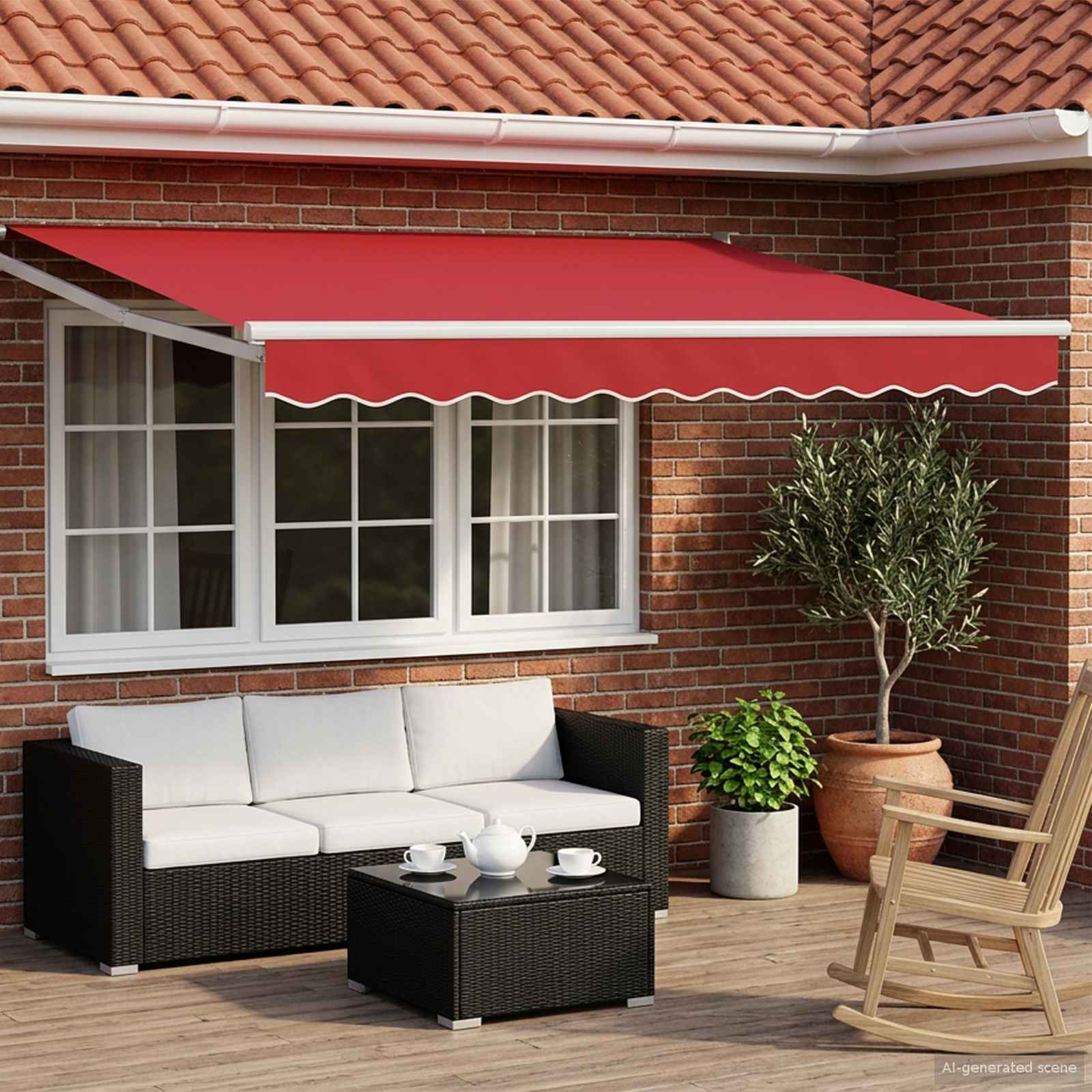 vidaXL Manuelle Gelenkarmmarkise mit LEDs Rot und Weiß 3 x 2,5 m