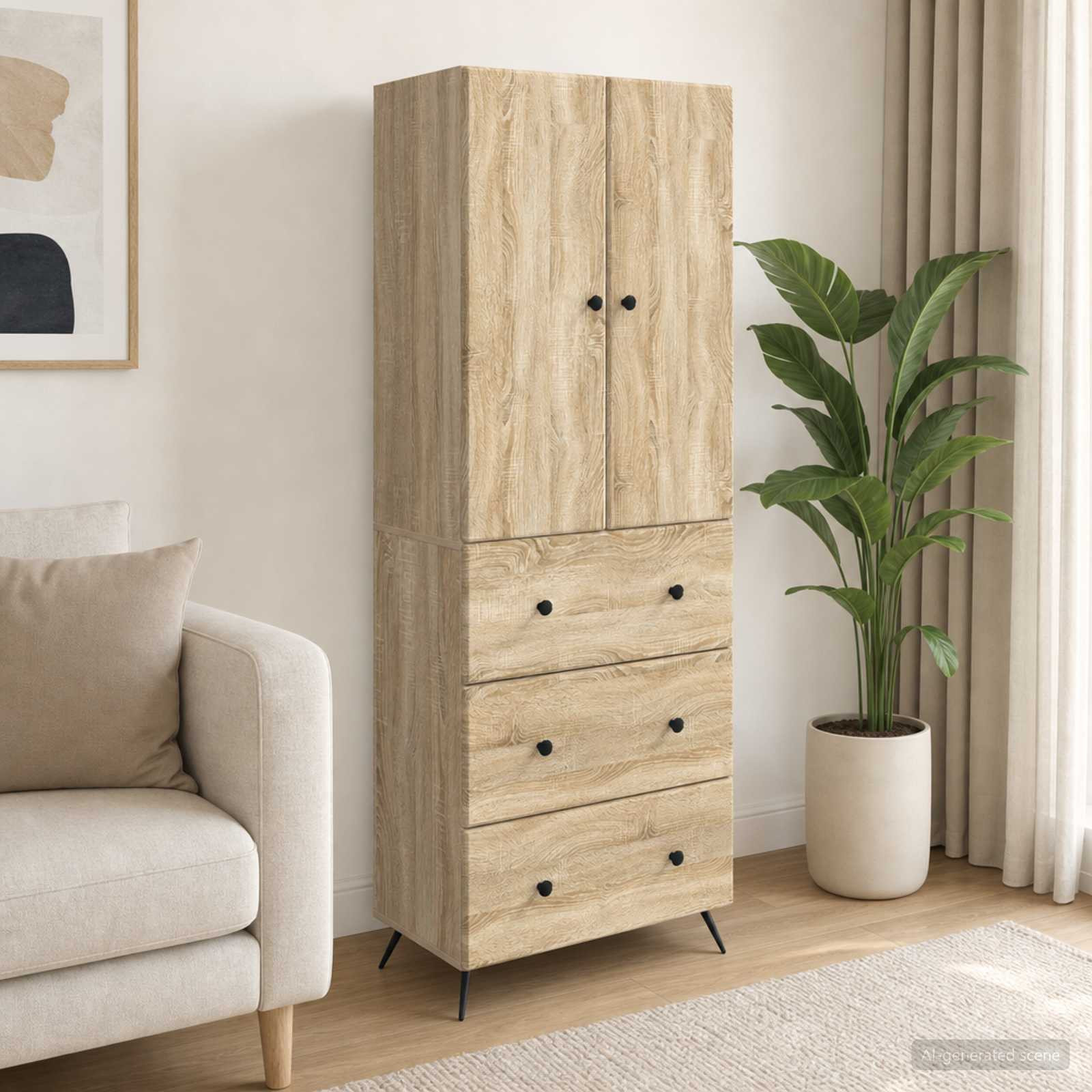 vidaXL Schrankset 2 pcs Sonoma-Eiche 66 x 34,5 x 90 cm Holzwerkstoff