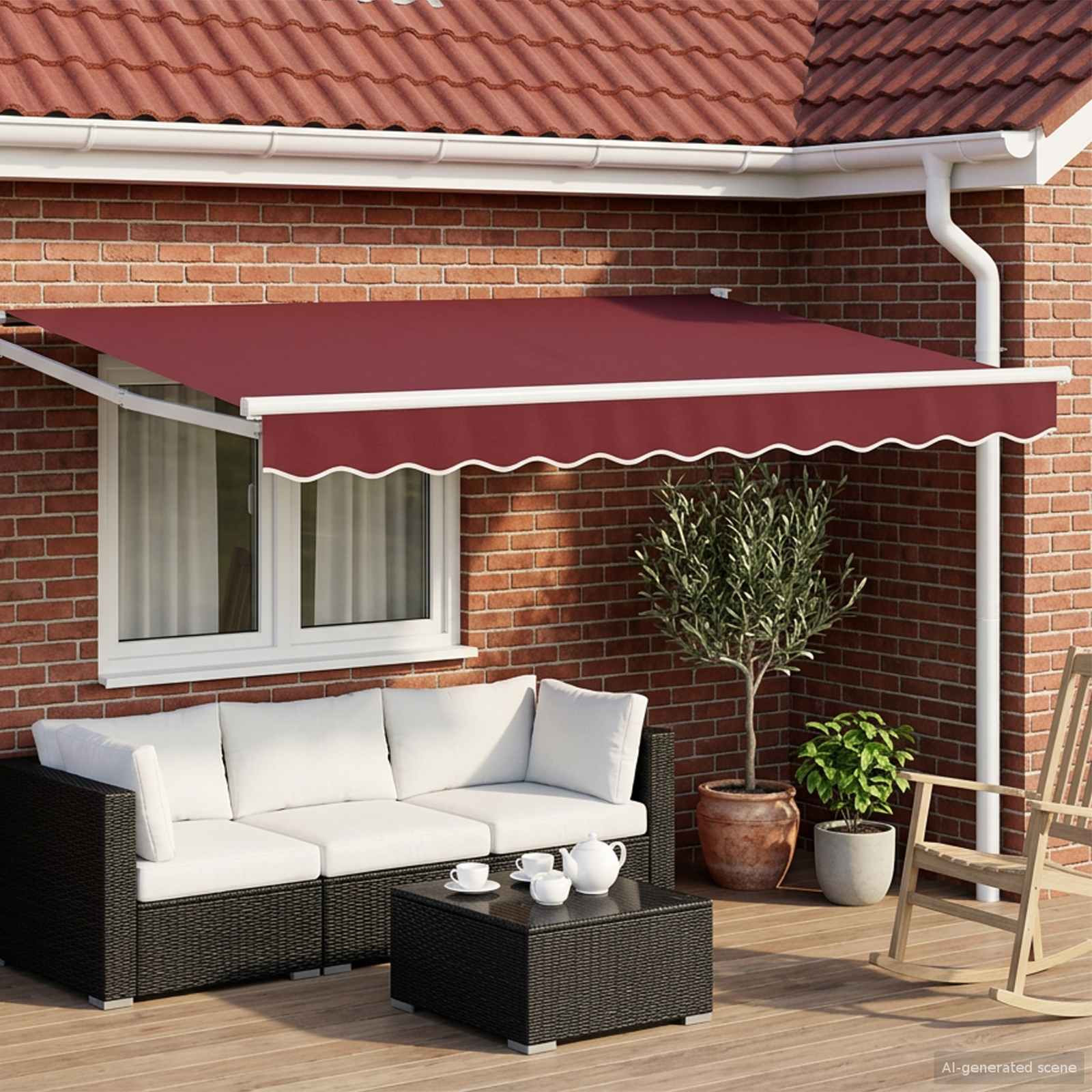 vidaXL Ausziehbare Markise Bordeauxrot 3,5 x 2 m