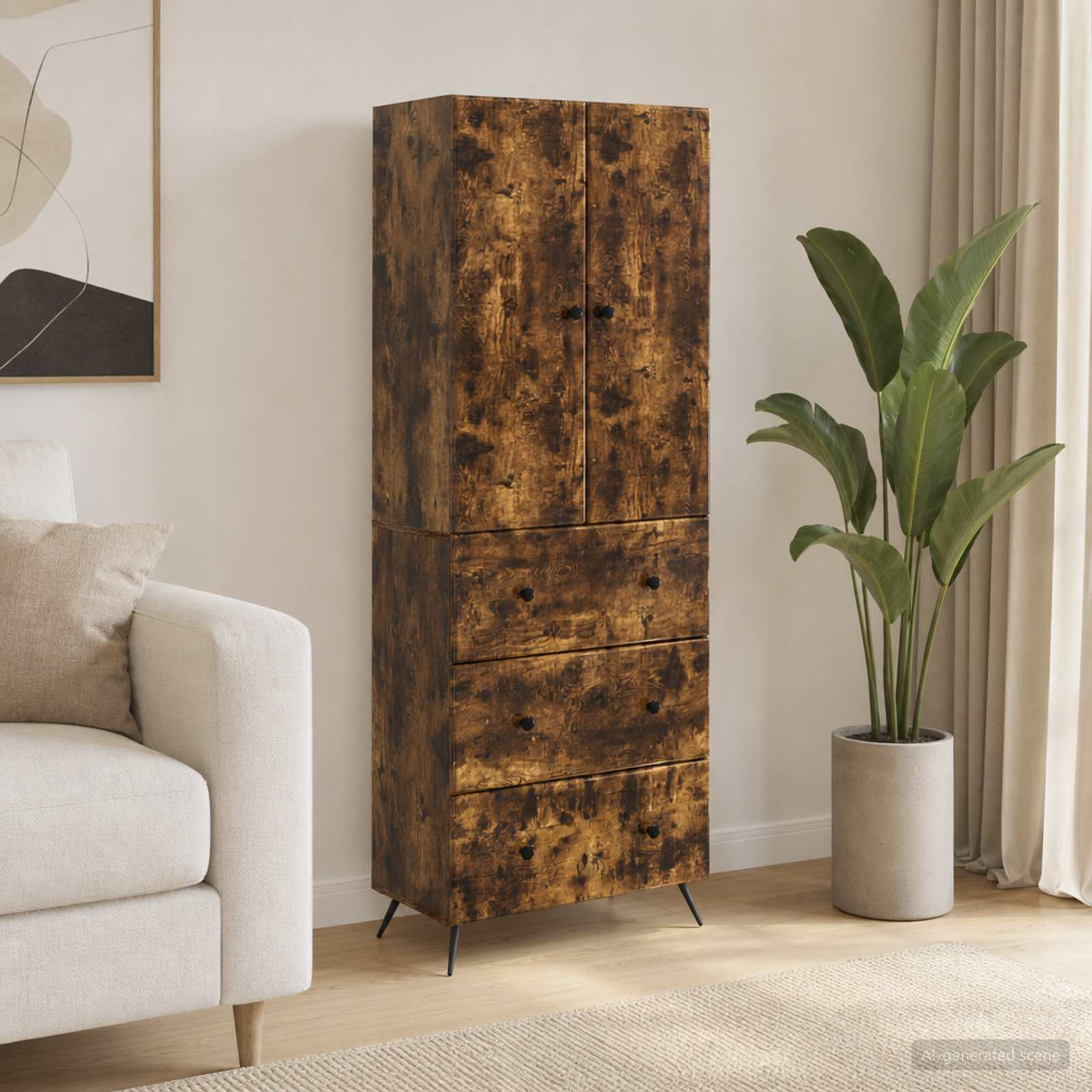 vidaXL Schrankset 2 pcs Geräucherte Eiche 66 x 34,5 x 90 cm