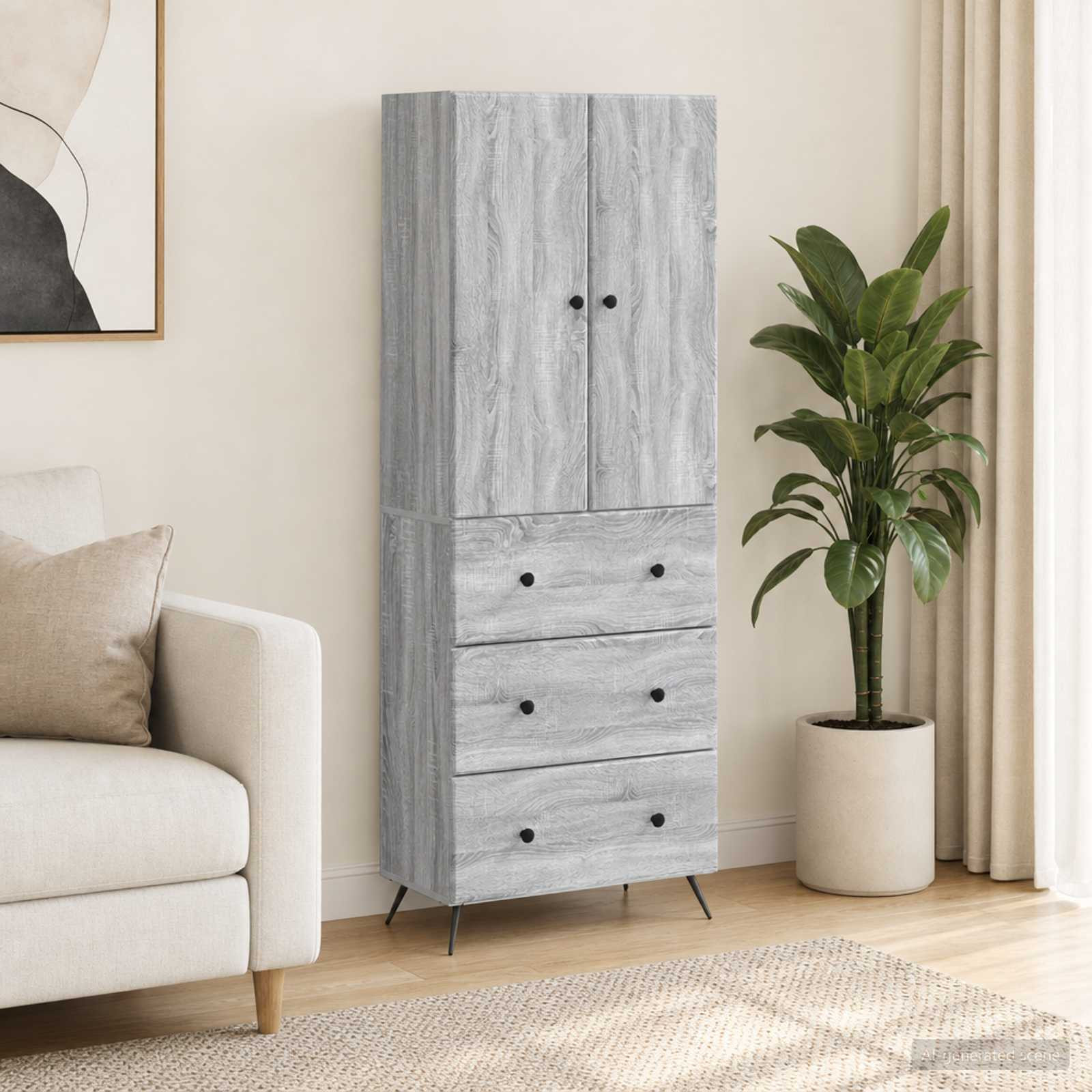 vidaXL Schrankset 2 pcs Grau Sonoma 66 x 34,5 x 90 cm Holzwerkstoff