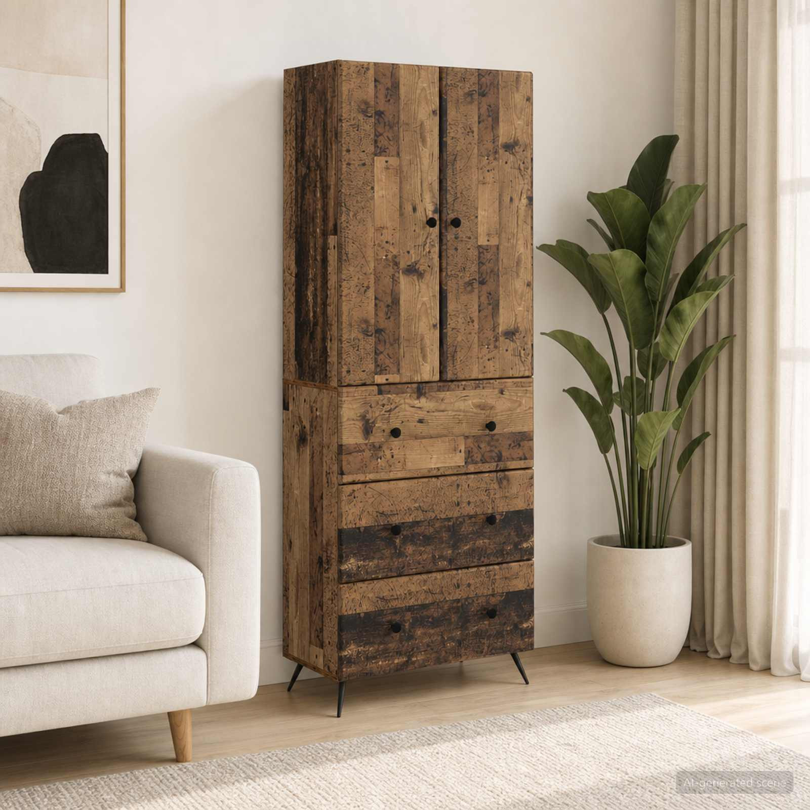 vidaXL Schrankset 2 pcs Altholz 66 x 34,5 x 90 cm Holzwerkstoff