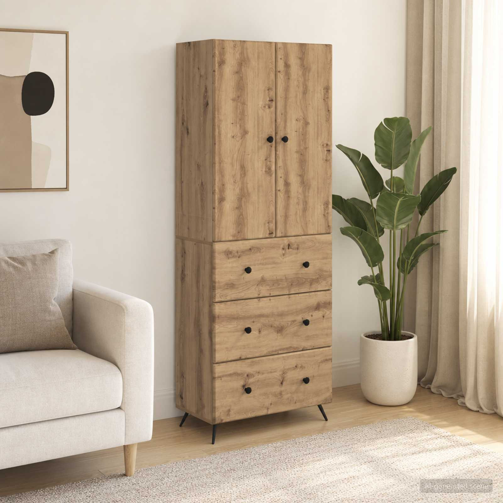 vidaXL Schrankset 2 Stk. 66 x 34,5 x 90 cm Holzwerkstoff Artisan-Eiche