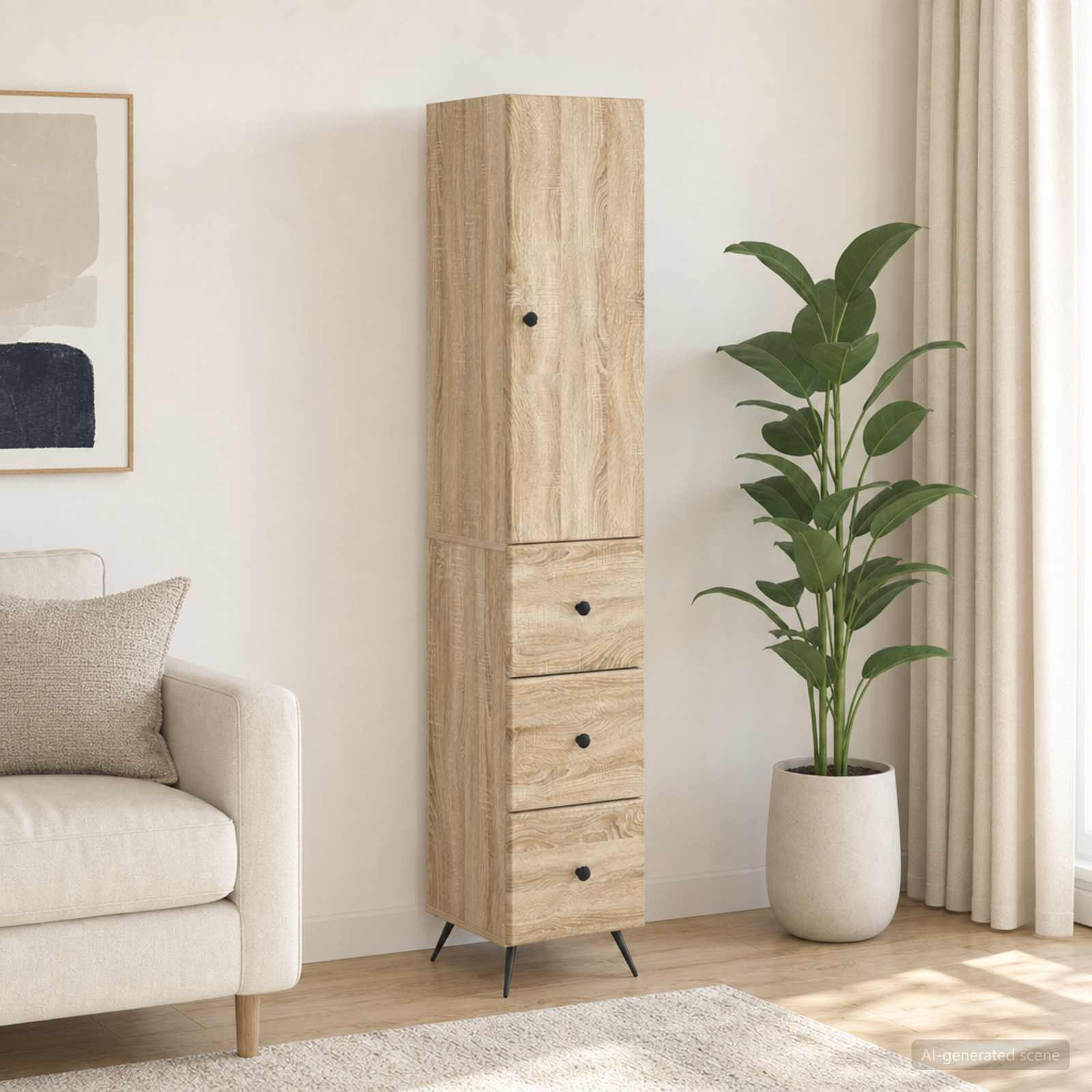vidaXL Schrankset 2 pcs Sonoma-Eiche 34,5 x 34,5 x 90 cm Holzwerkstoff