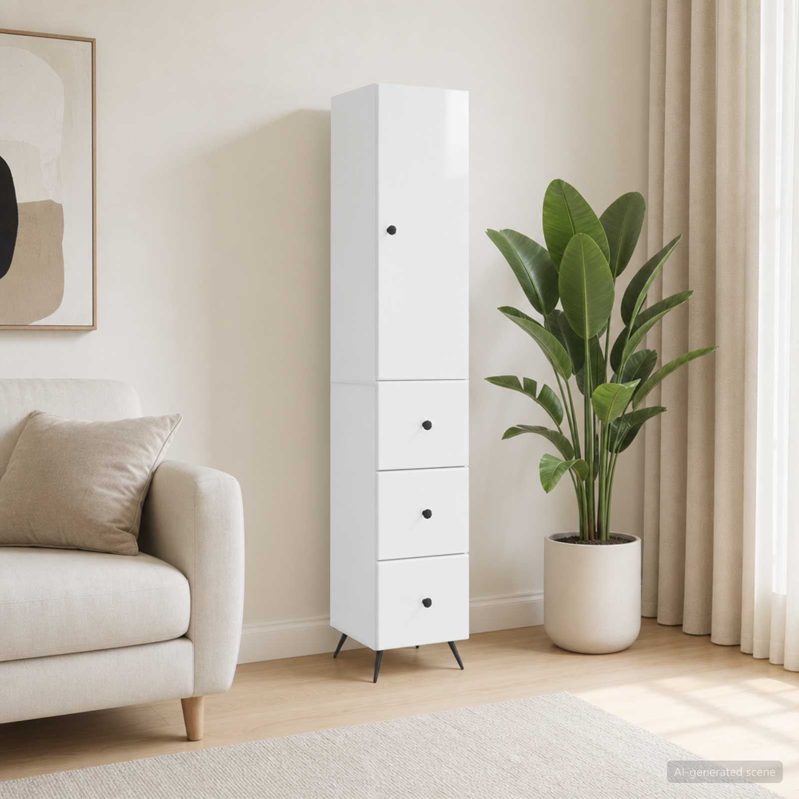 vidaXL Schrankset 2 pcs Hochglanz Weiß 34,5 x 34,5 x 90 cm