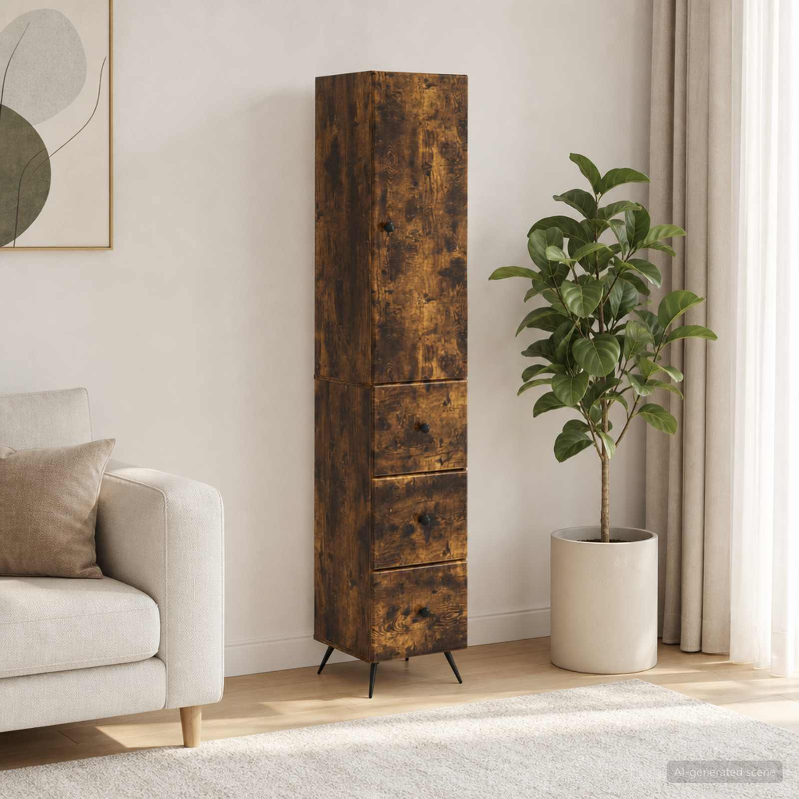 vidaXL Schrankset 2 pcs Geräucherte Eiche 34,5 x 34,5 x 90 cm