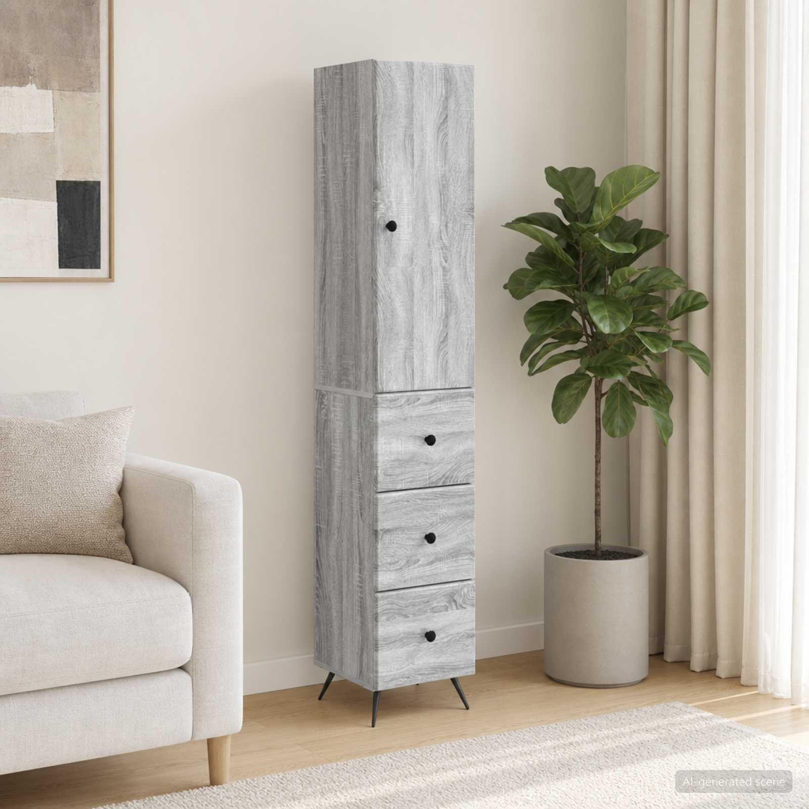 vidaXL Schrankset 2 pcs Grau Sonoma 34,5 x 34,5 x 90 cm Holzwerkstoff