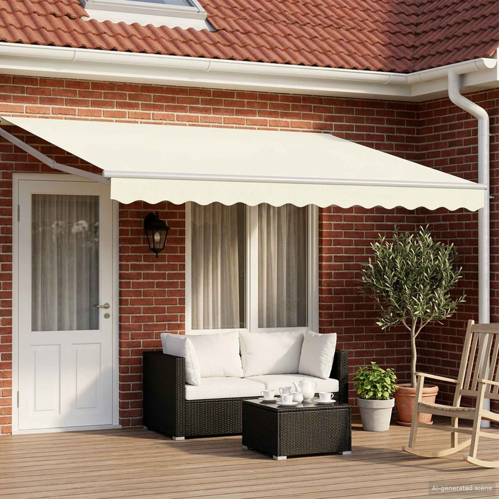 vidaXL Ausziehbare Markise Creme 4 x 2 m 100% Polyester und Aluminium