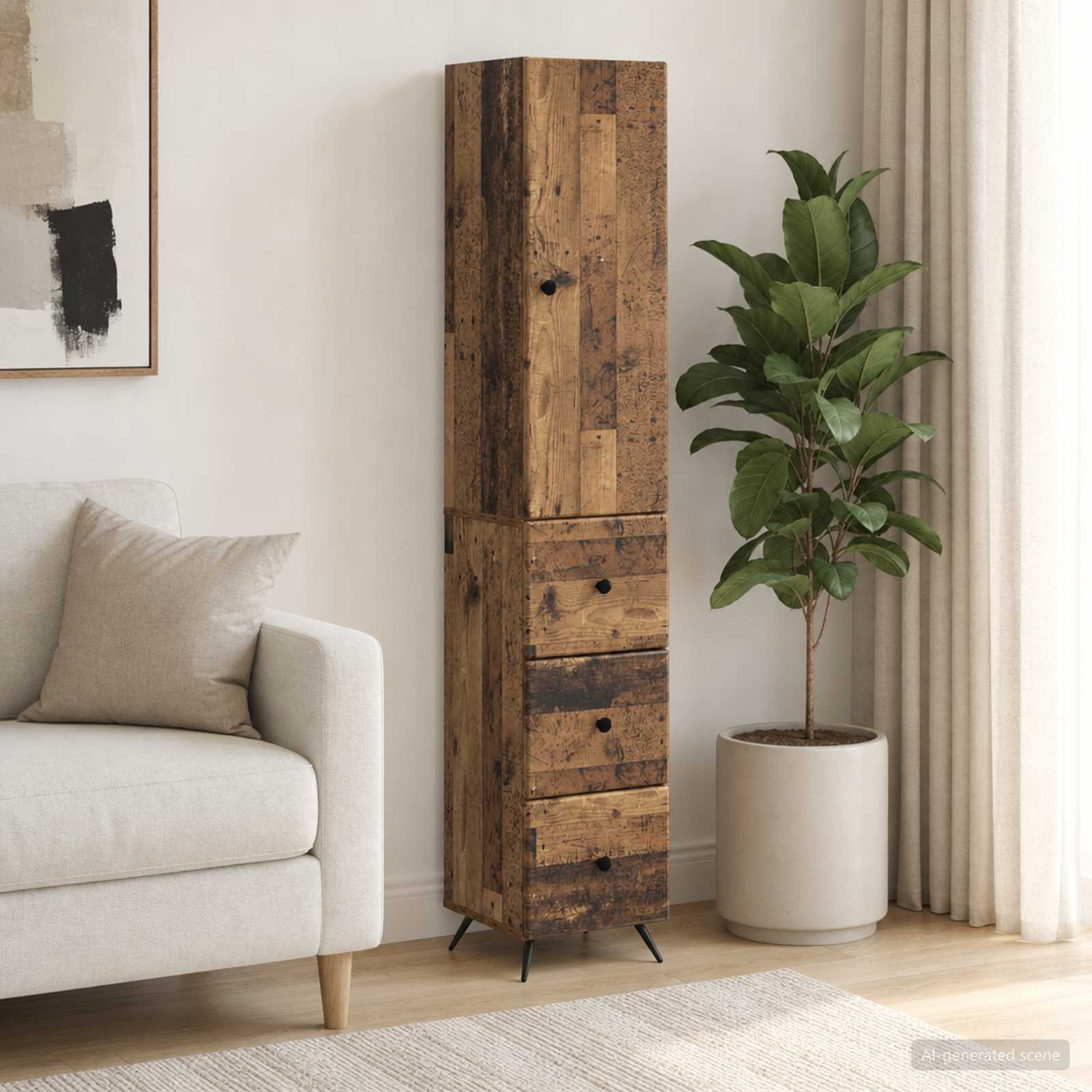 vidaXL Schrankset 2 pcs Altholz 34,5 x 34,5 x 90 cm Holzwerkstoff