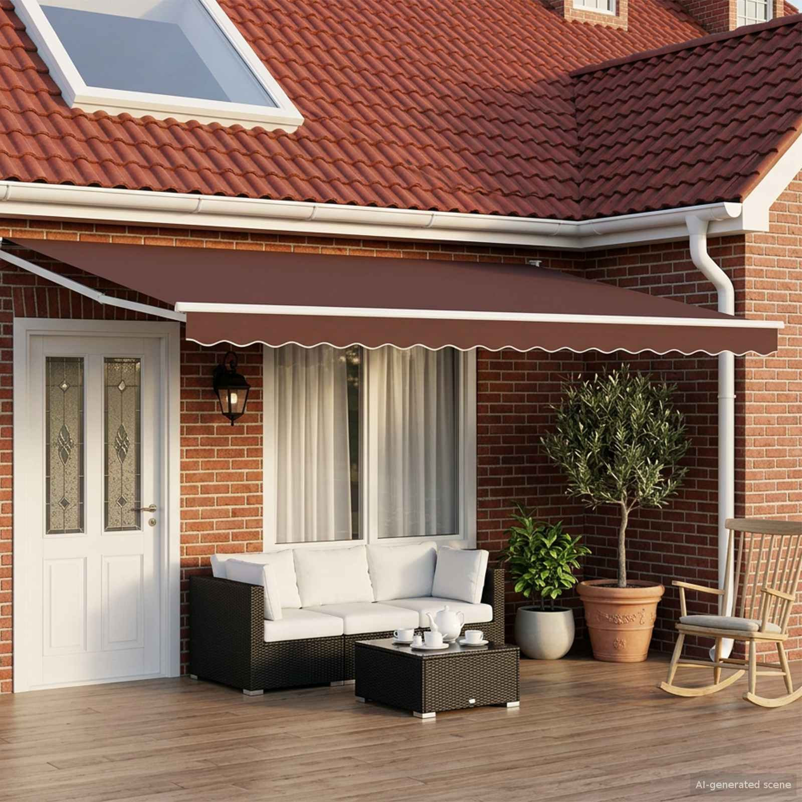 vidaXL Ausziehbare Markise Braun 4 x 2 m 100% Polyester und Aluminium