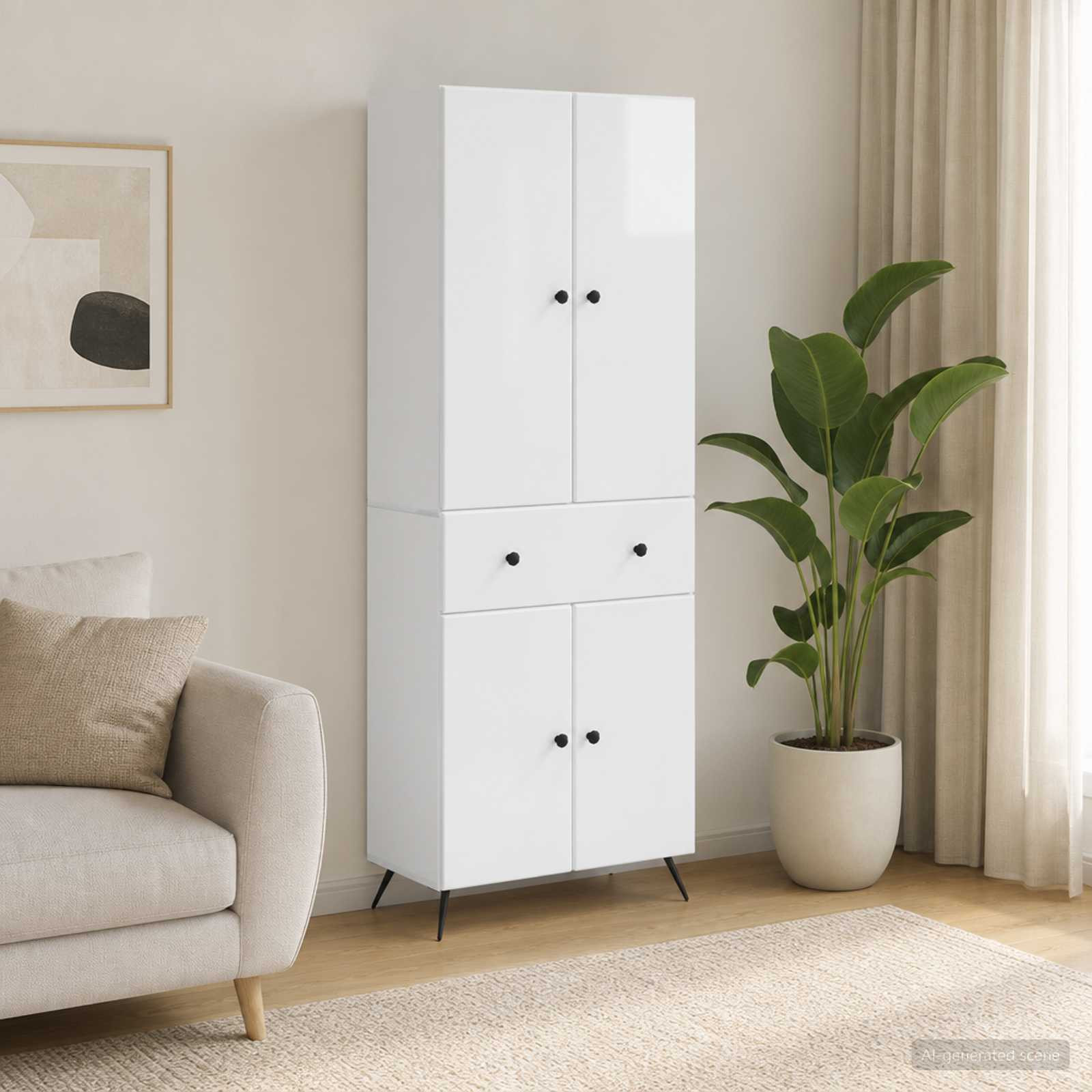 vidaXL 2 pcs Hochglanz Weiß