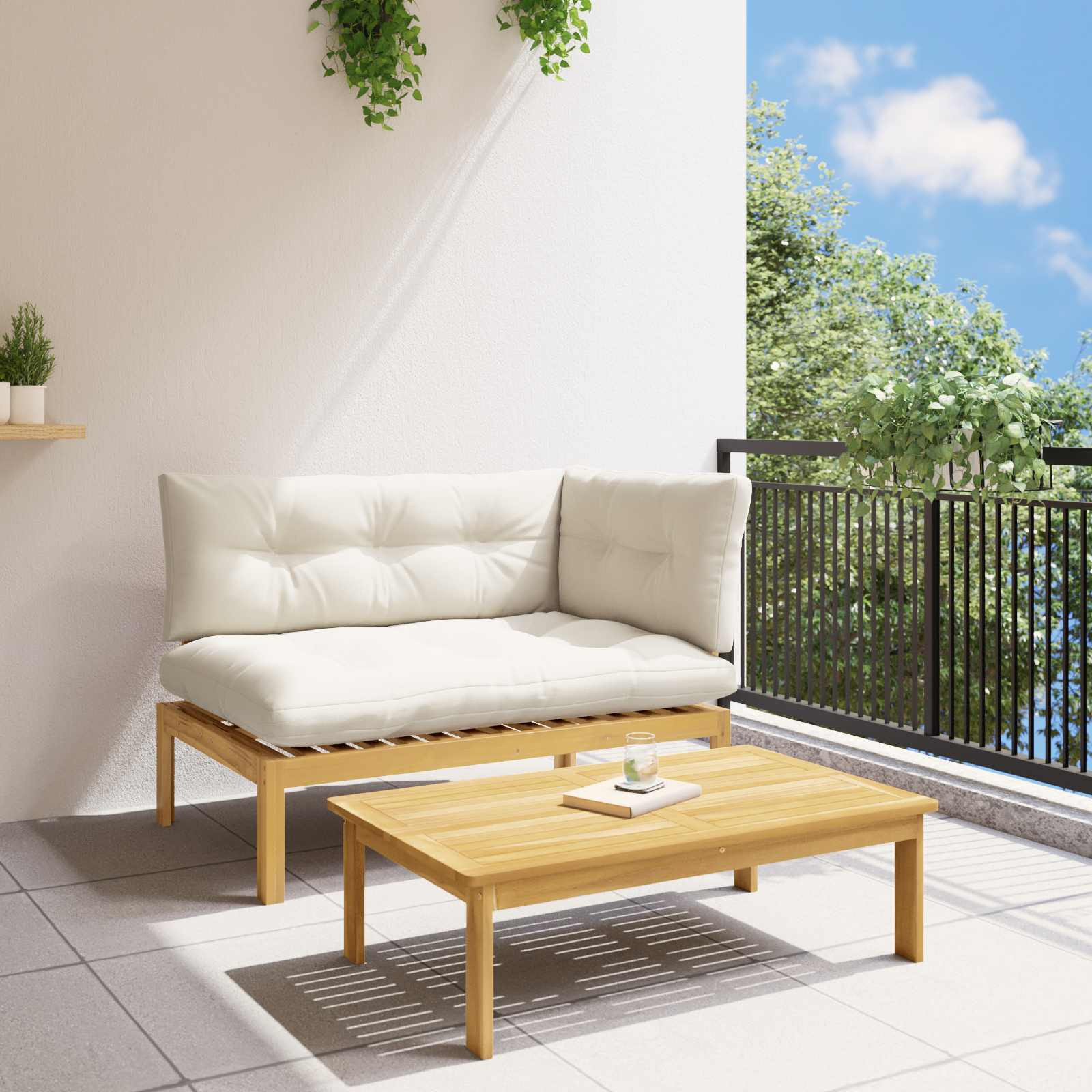 vidaXL 2 pcs Akazienholz Hellbraun