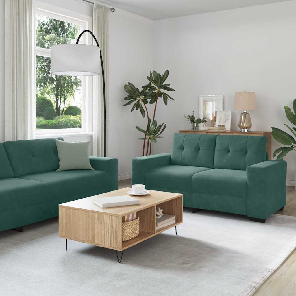 vidaXL Sofa Set 3 pcs Dunkelgrün 221 x 80 x 80 cm Samt