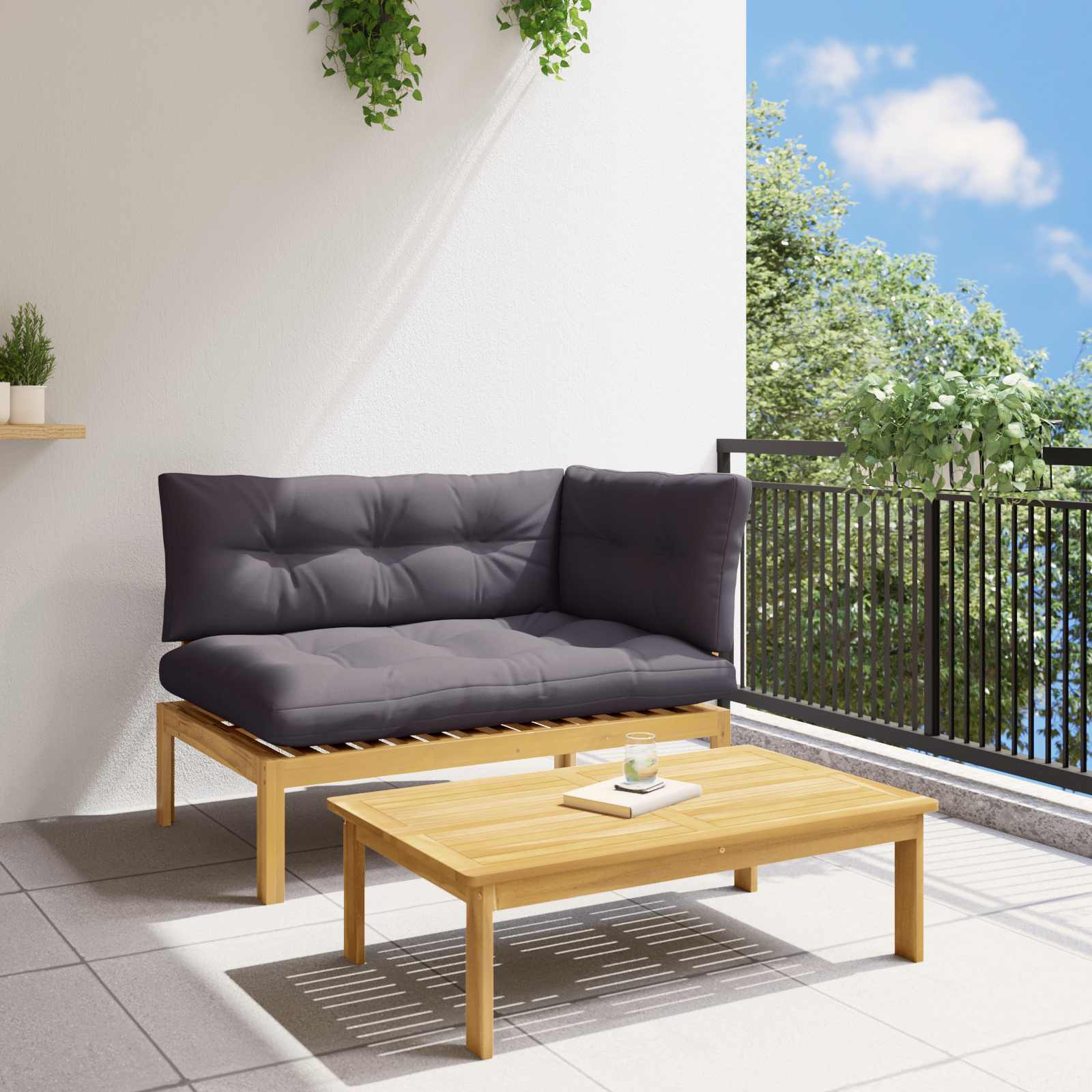 vidaXL 2 pcs Akazienholz Hellbraun
