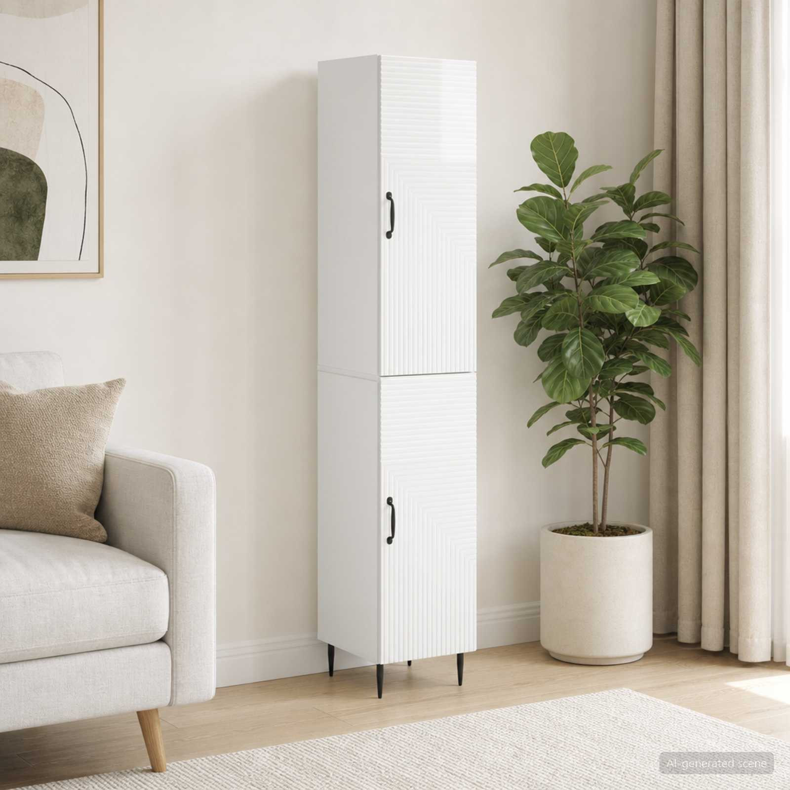 vidaXL Schrankset 2 pcs Hochglanz Weiß 33 x 34,5 x 89,5 cm